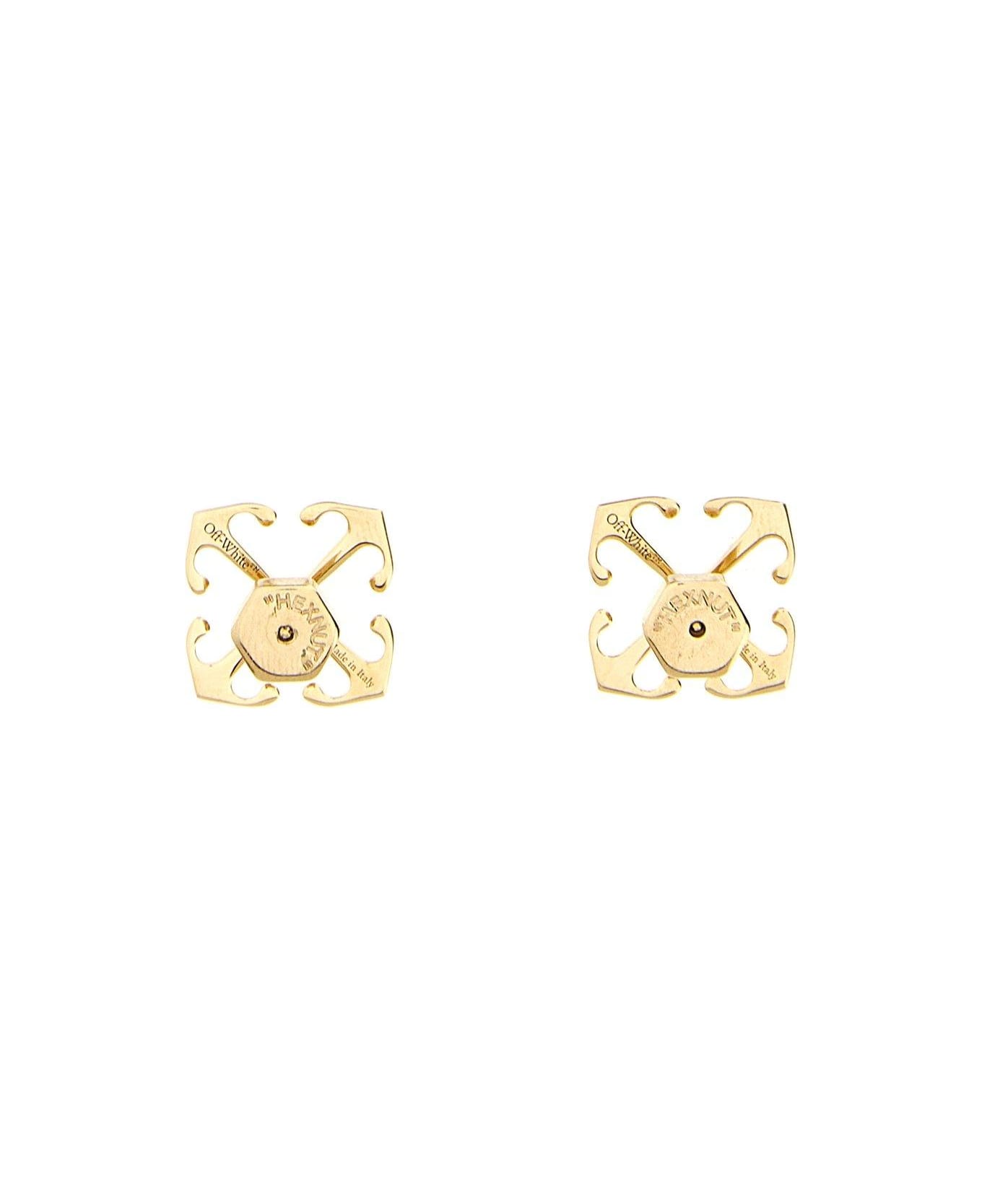 Off-White Logo Engraved Earrings - Gold