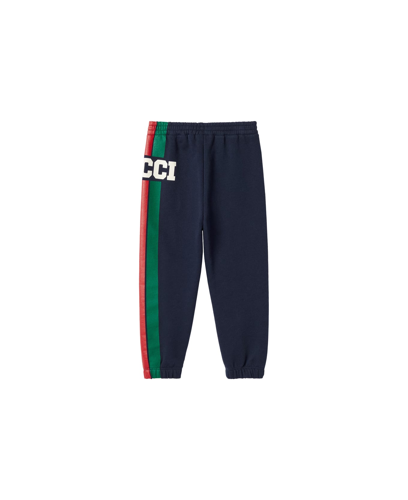 Gucci Dark Blue Joggers With Gucci Web Print - Blue