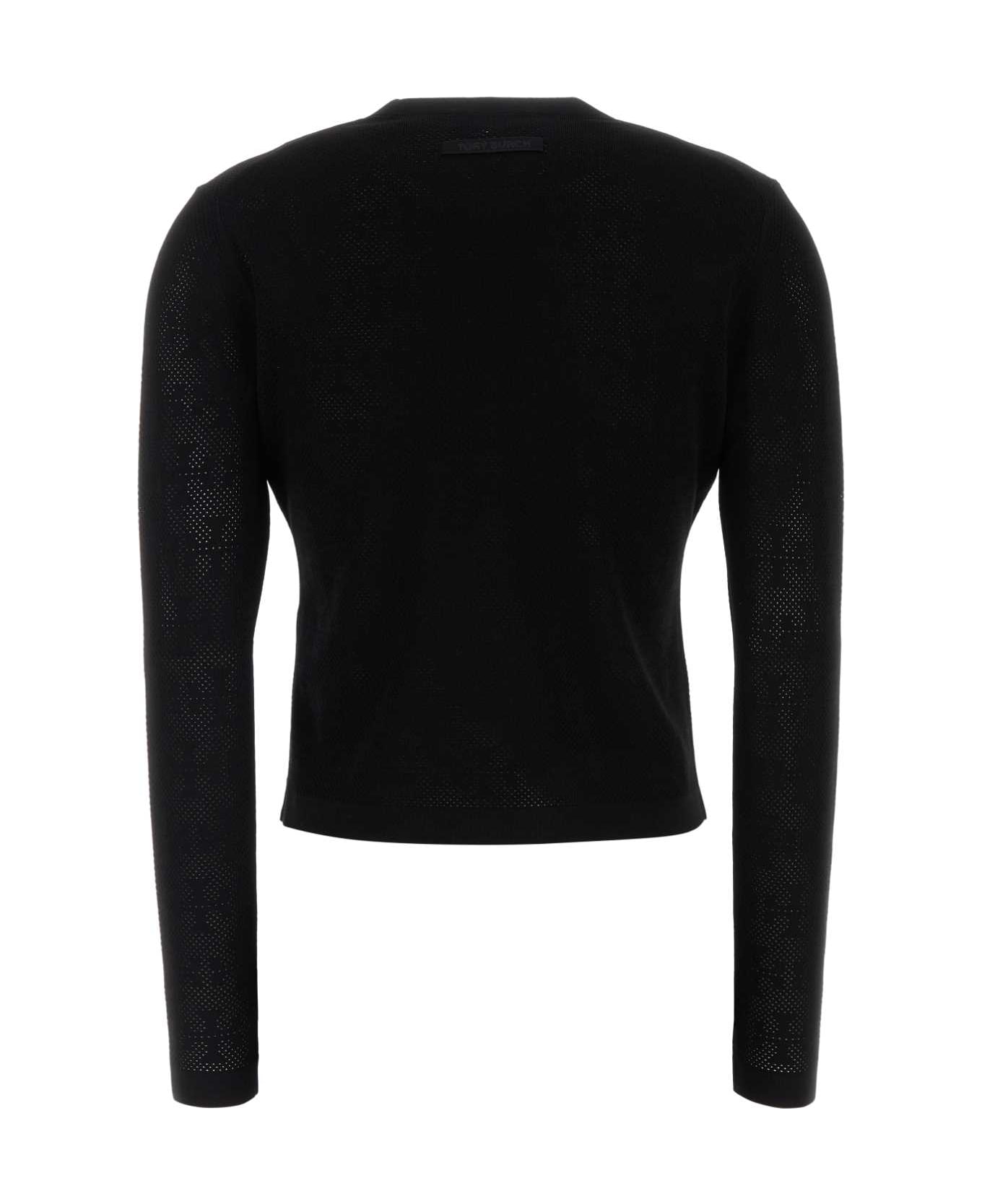 Tory Burch Black Viscose Blend Cardigan - BLACK