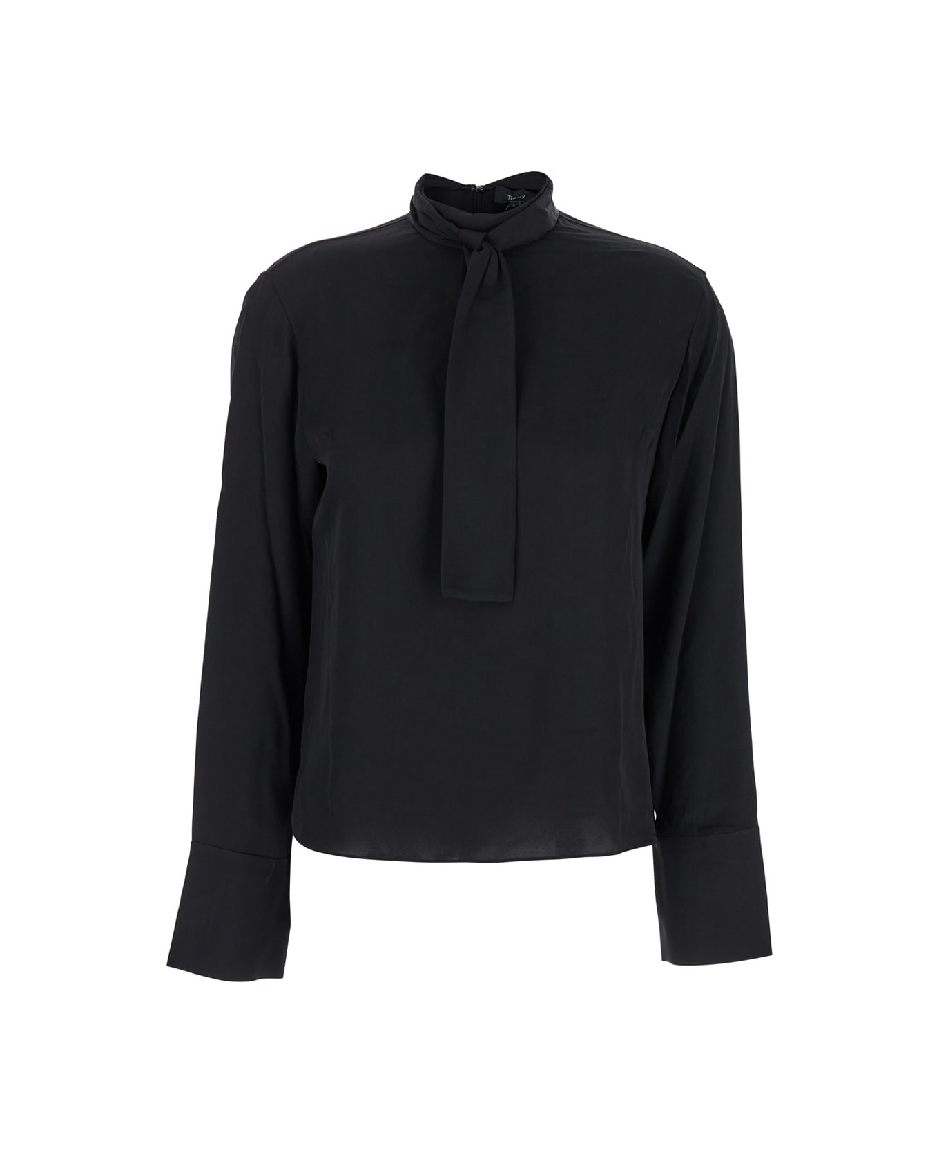 Theory Black Blouse With Scarf In Silk Woman - Black