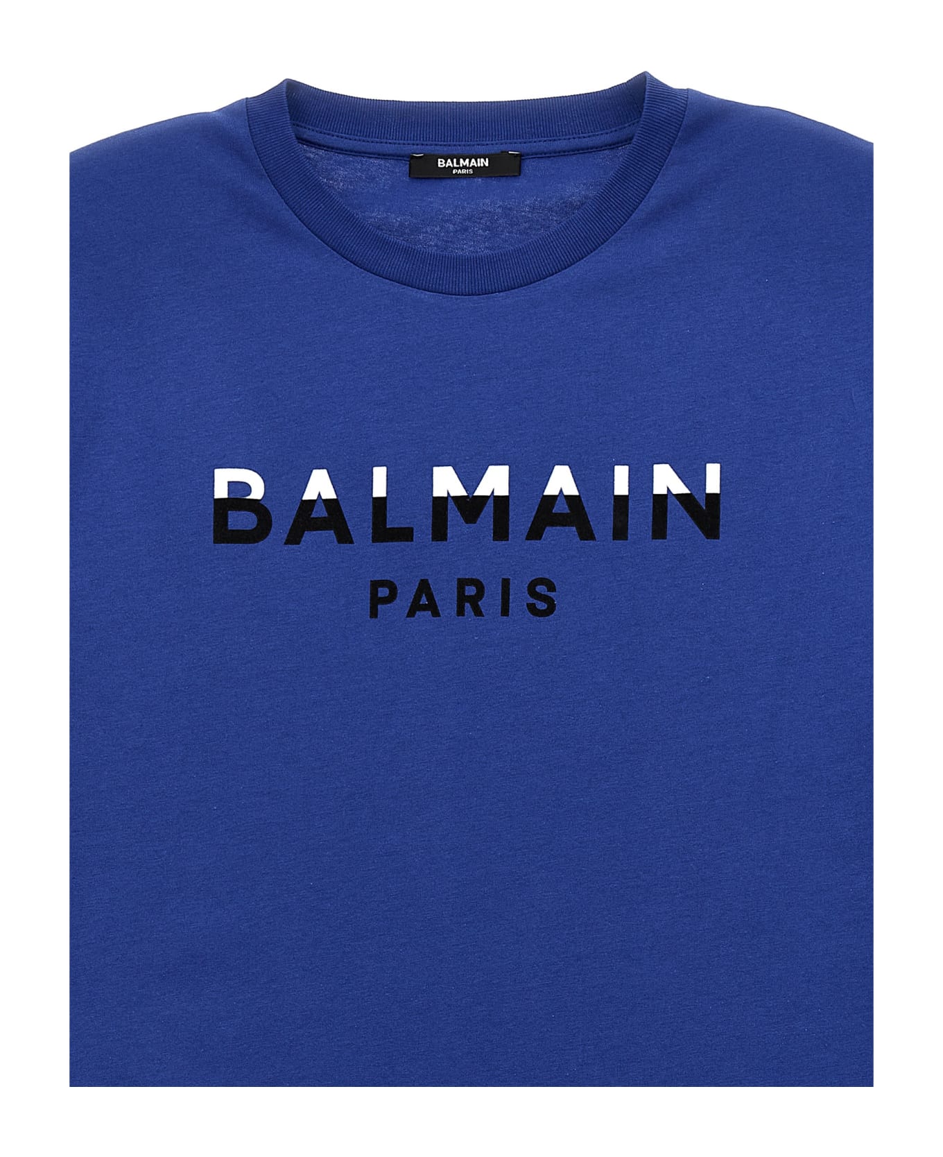 Balmain Flocked Logo T-shirt - Blue