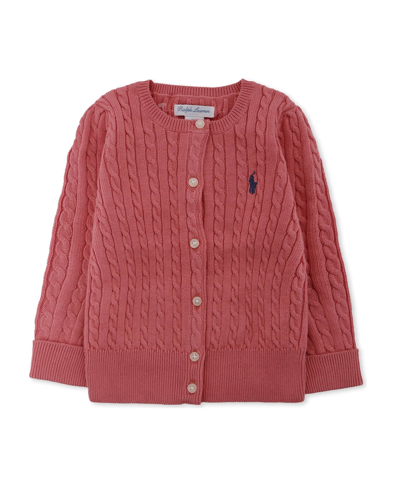 Ralph Lauren Pink Cardigan For Baby Girl With Horse - Pink