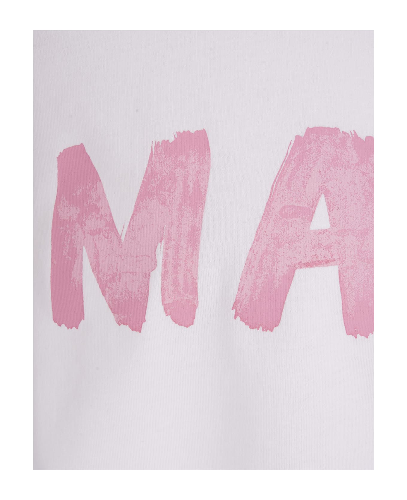 Marni White Crop T-shirt With Pink Brushed Logo - White