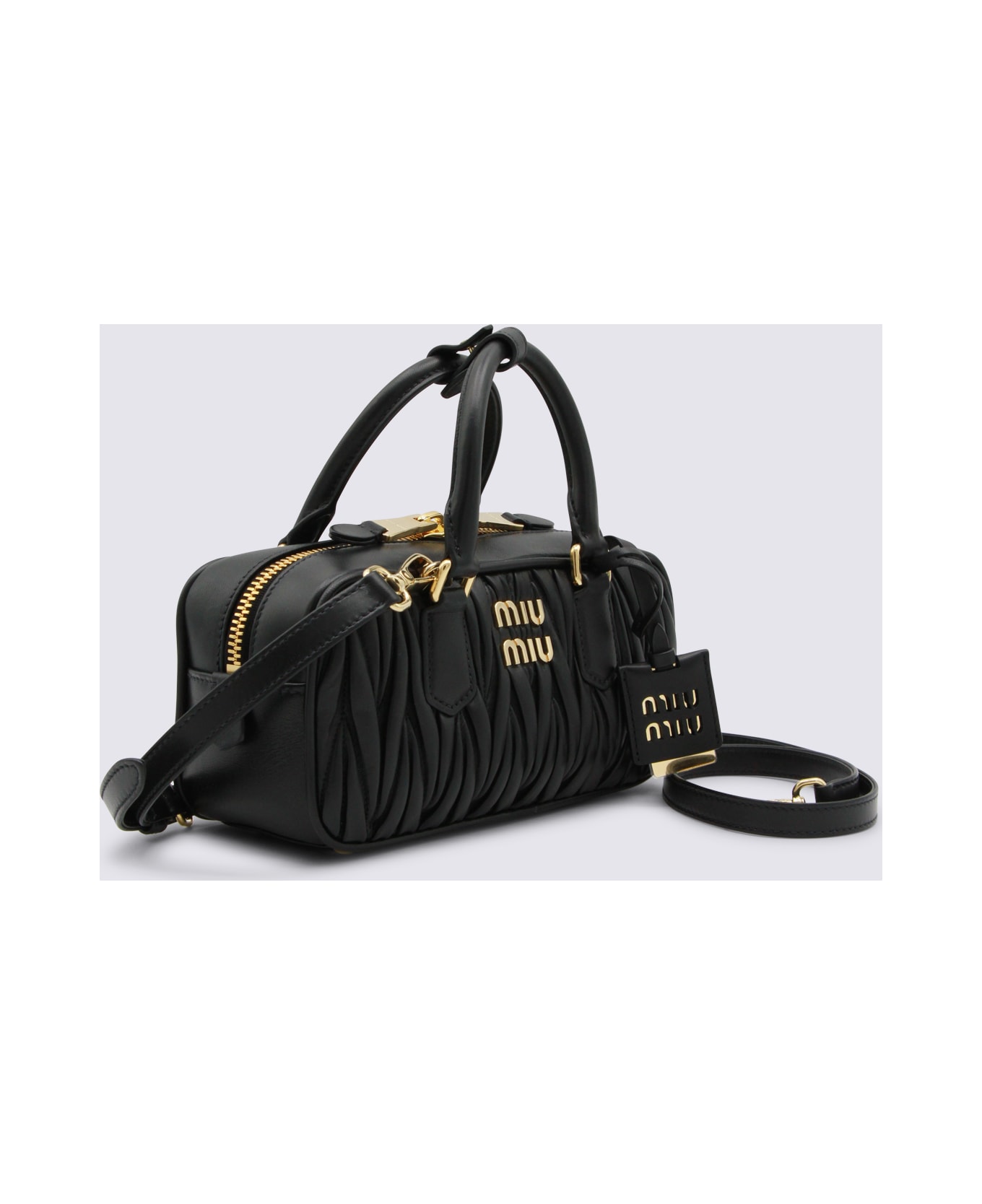 Miu Miu Black Leather Top Handle Bag - Black