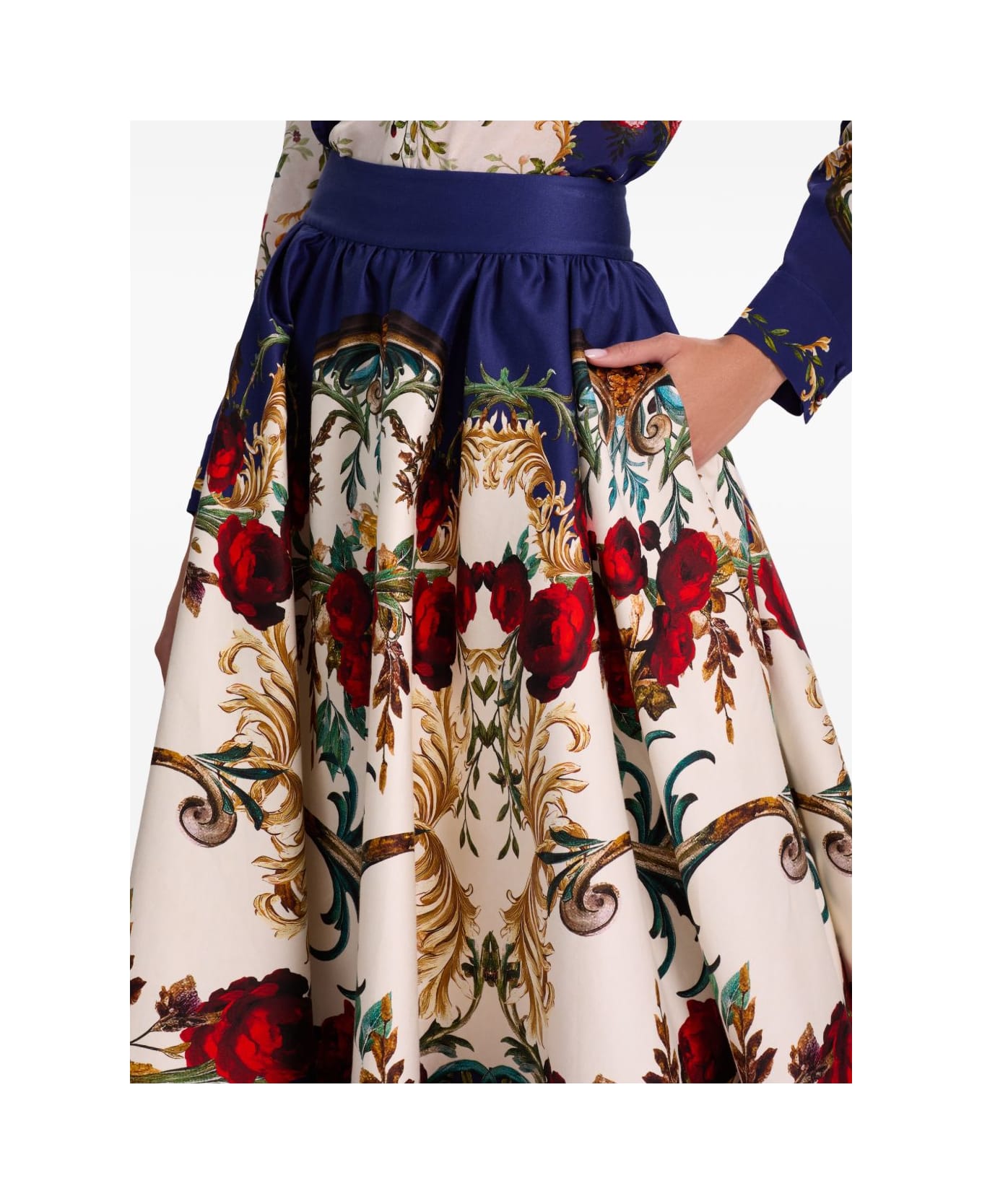 Alice + Olivia Printed Midi Skirt - Blue