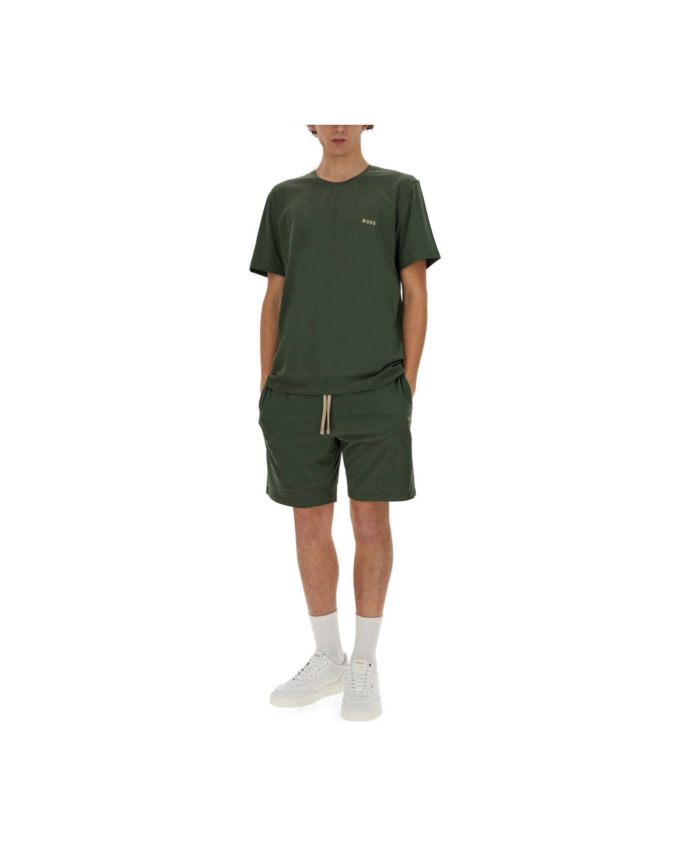 Hugo Boss Cotton Bermuda Shorts - GREEN ショートパンツ