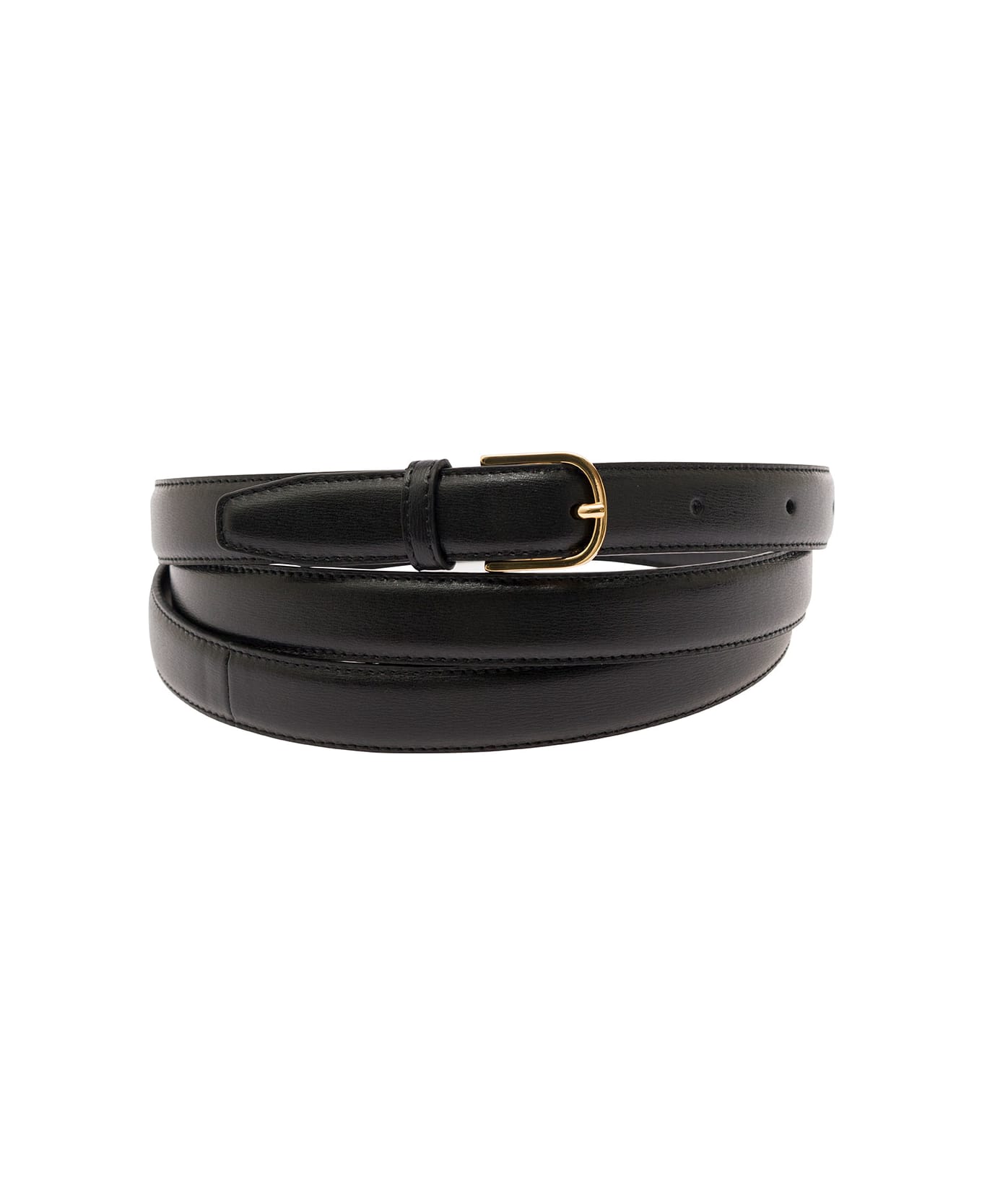 Totême Black Wrap Belt With Gold Tone Buckle In Leather Woman - Black アクセサリー