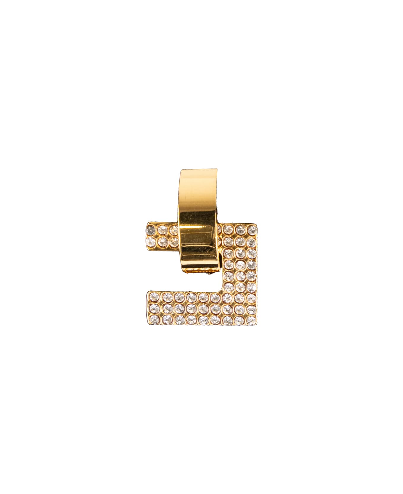 Elisabetta Franchi Earrings With Logo Rhinestones - GOLD