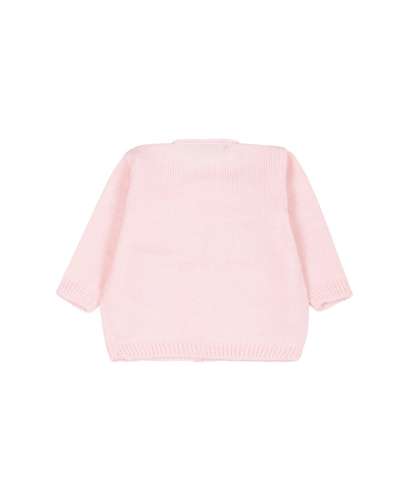 Little Bear Pink Cardigan For Baby Girl - Pink