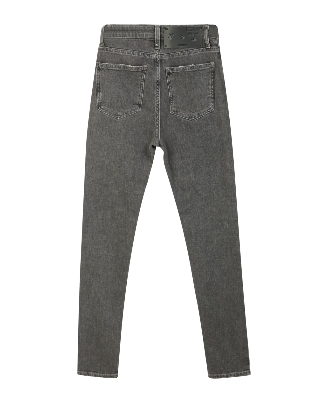Off-White Skinny Jeans With Slogan Print Dark Grey - Grey