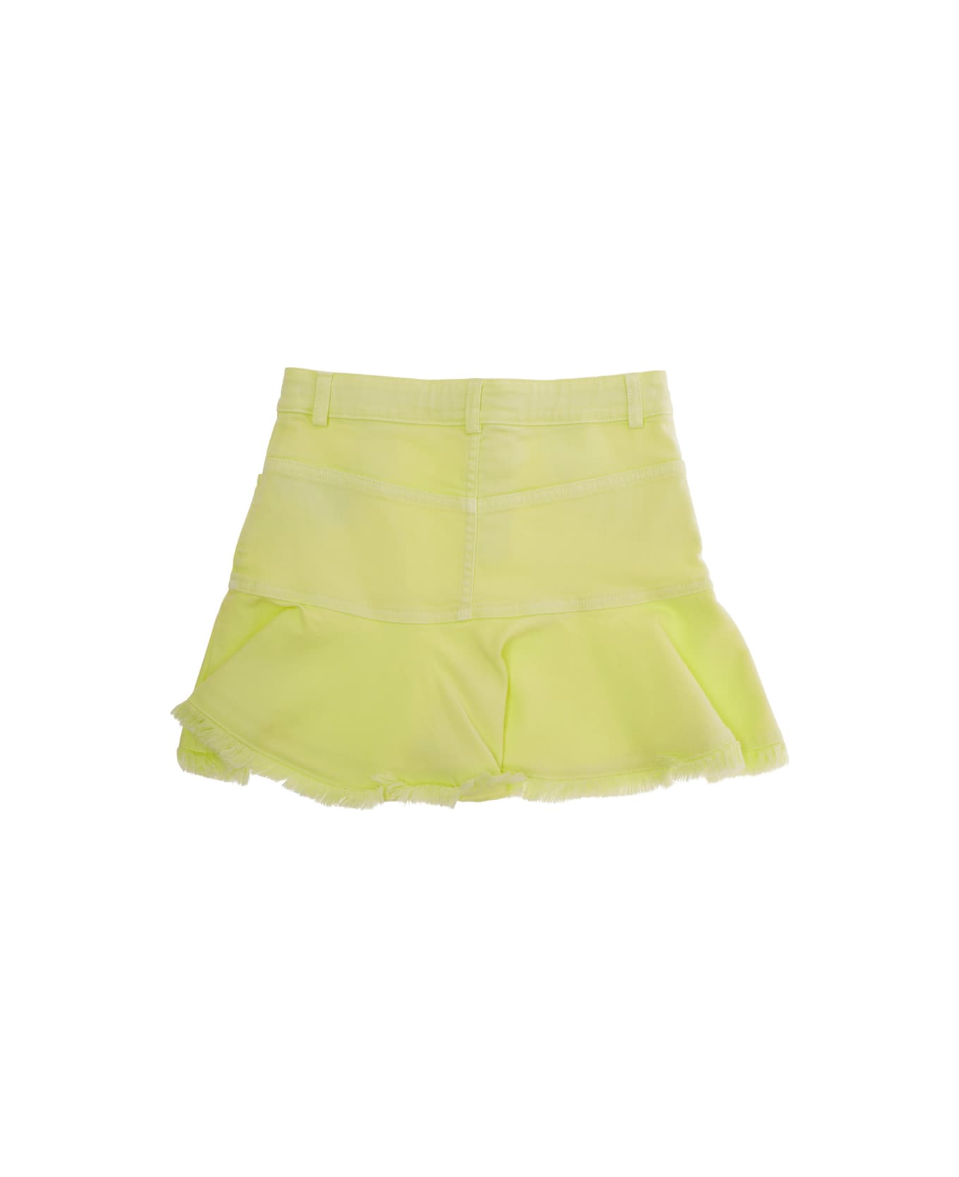 Fendi Yellow Skirt With Tonal Logo Embroidery On The Front And Fringed Hem In Cotton Blend Girl - Yellow