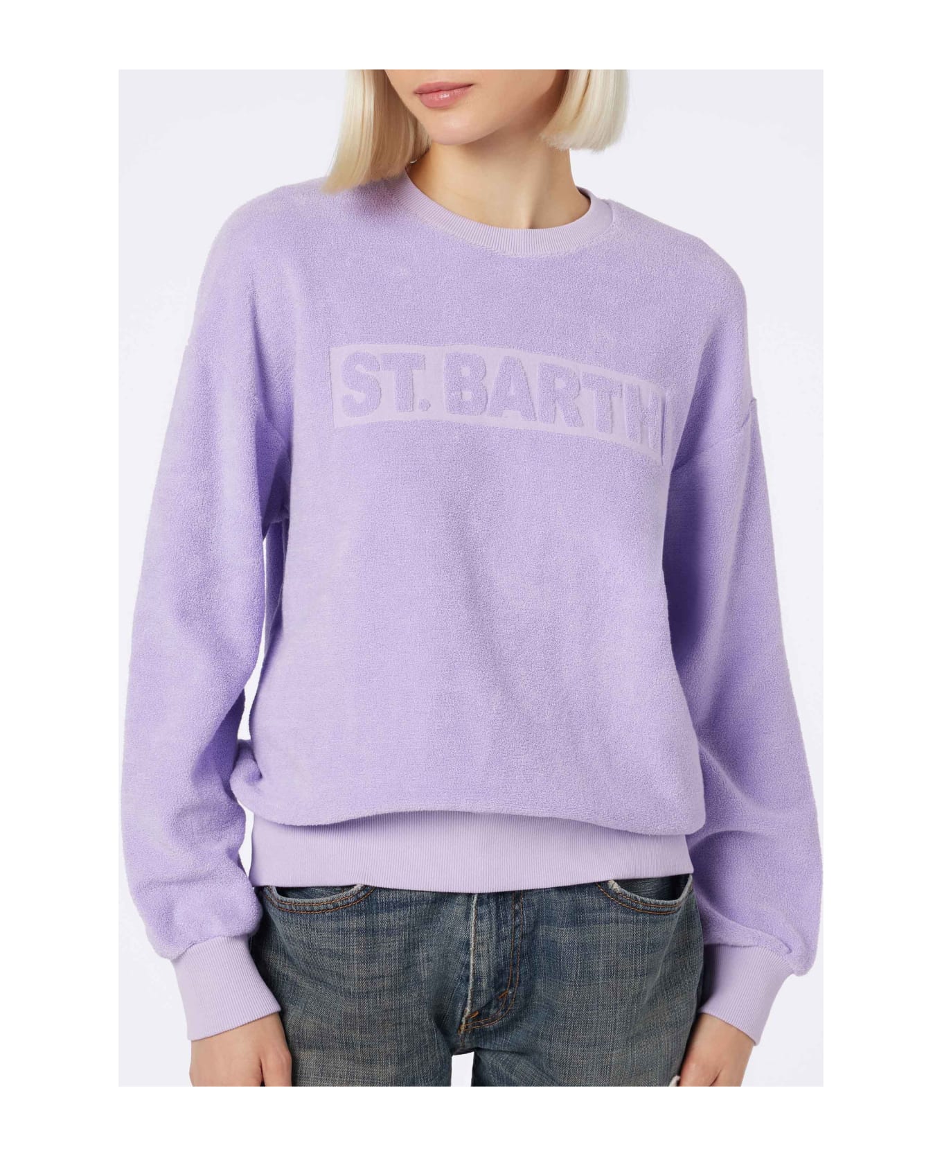 MC2 Saint Barth Woman Lilac Terry Cotton Stardust Sweatshirt - PINK