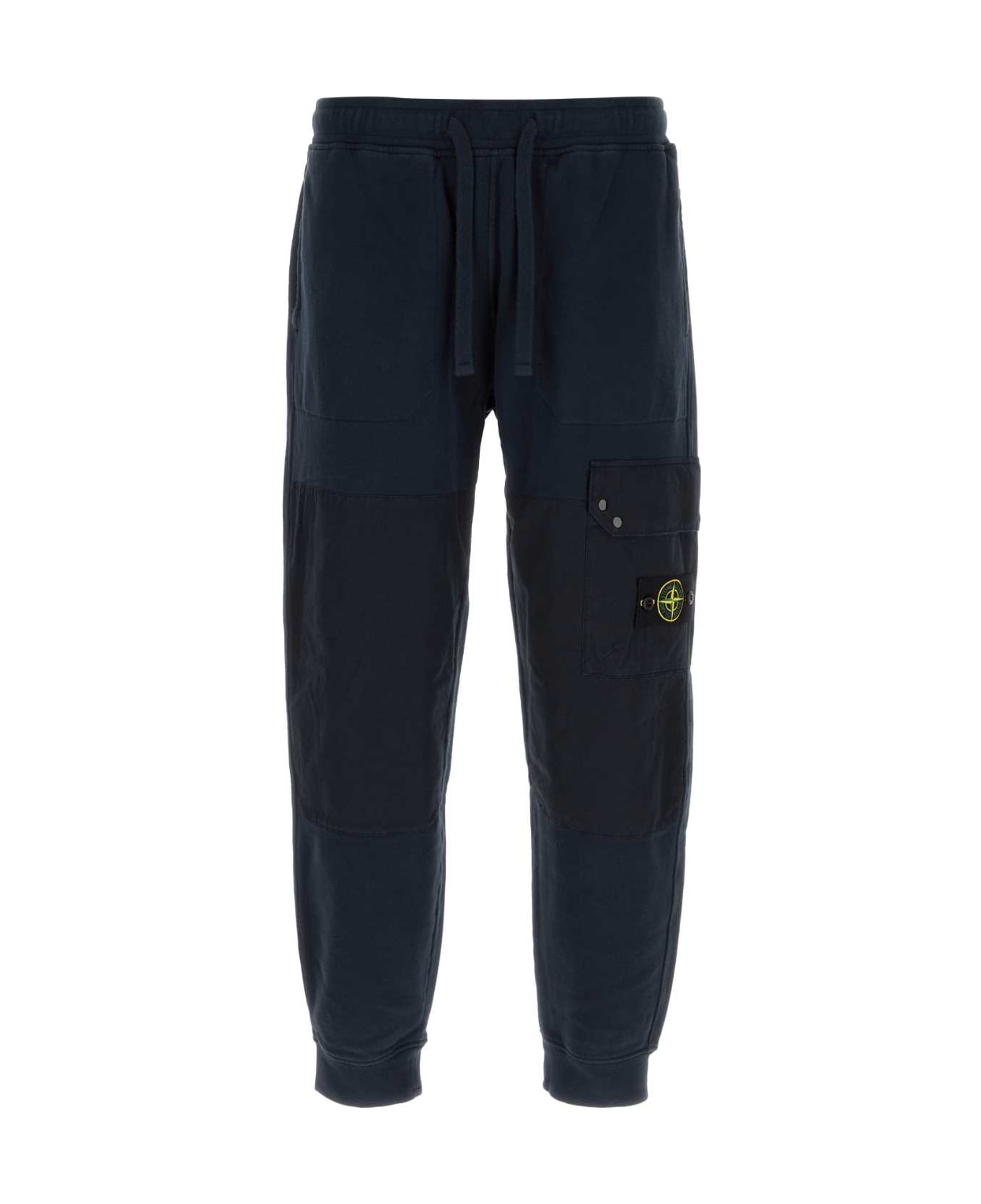 Stone Island Blue Cotton Joggers - NAVYBLUE