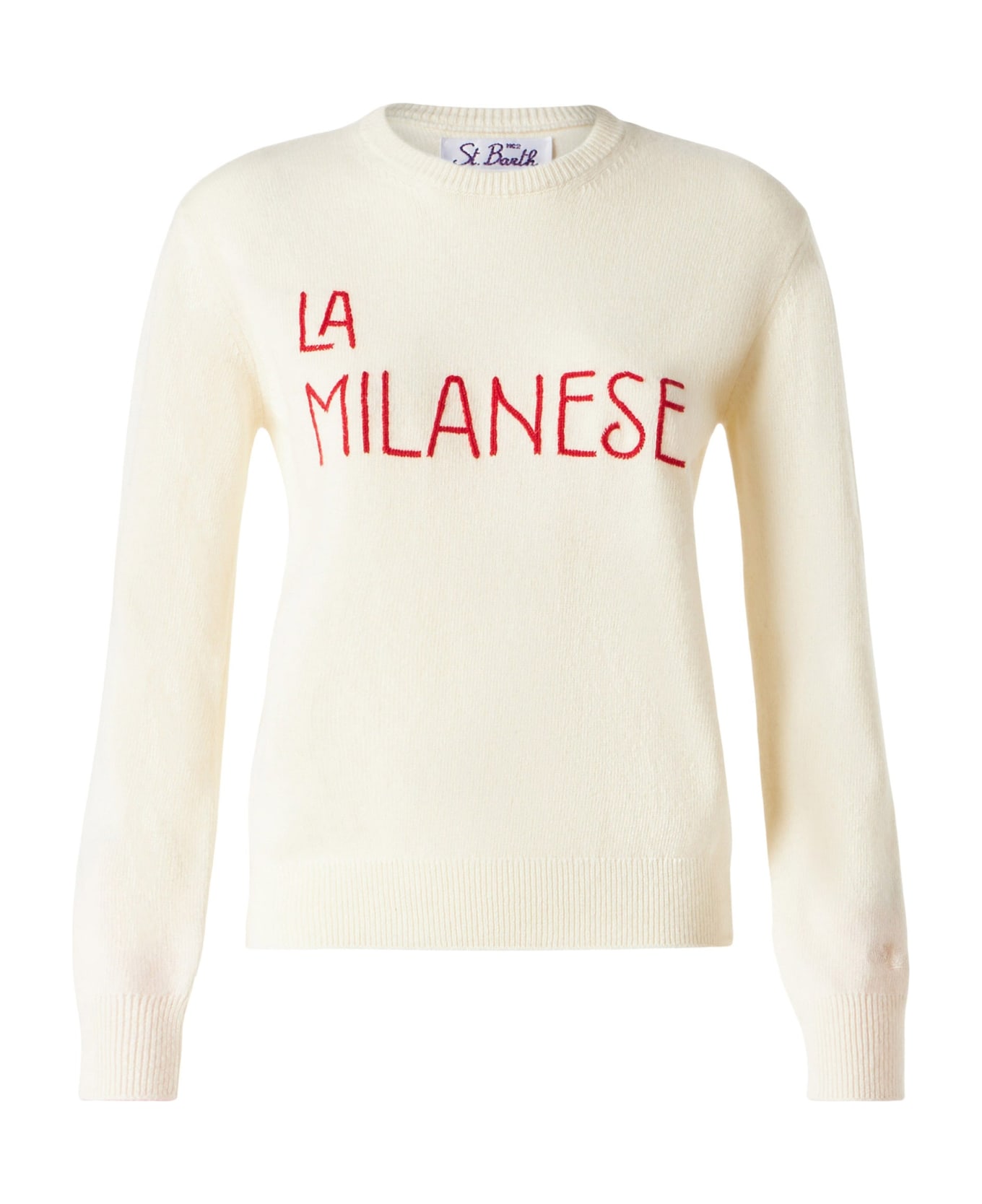 MC2 Saint Barth Woman Sweater With La Milanese Embroidery | Michela Proietti Co-lab - WHITE