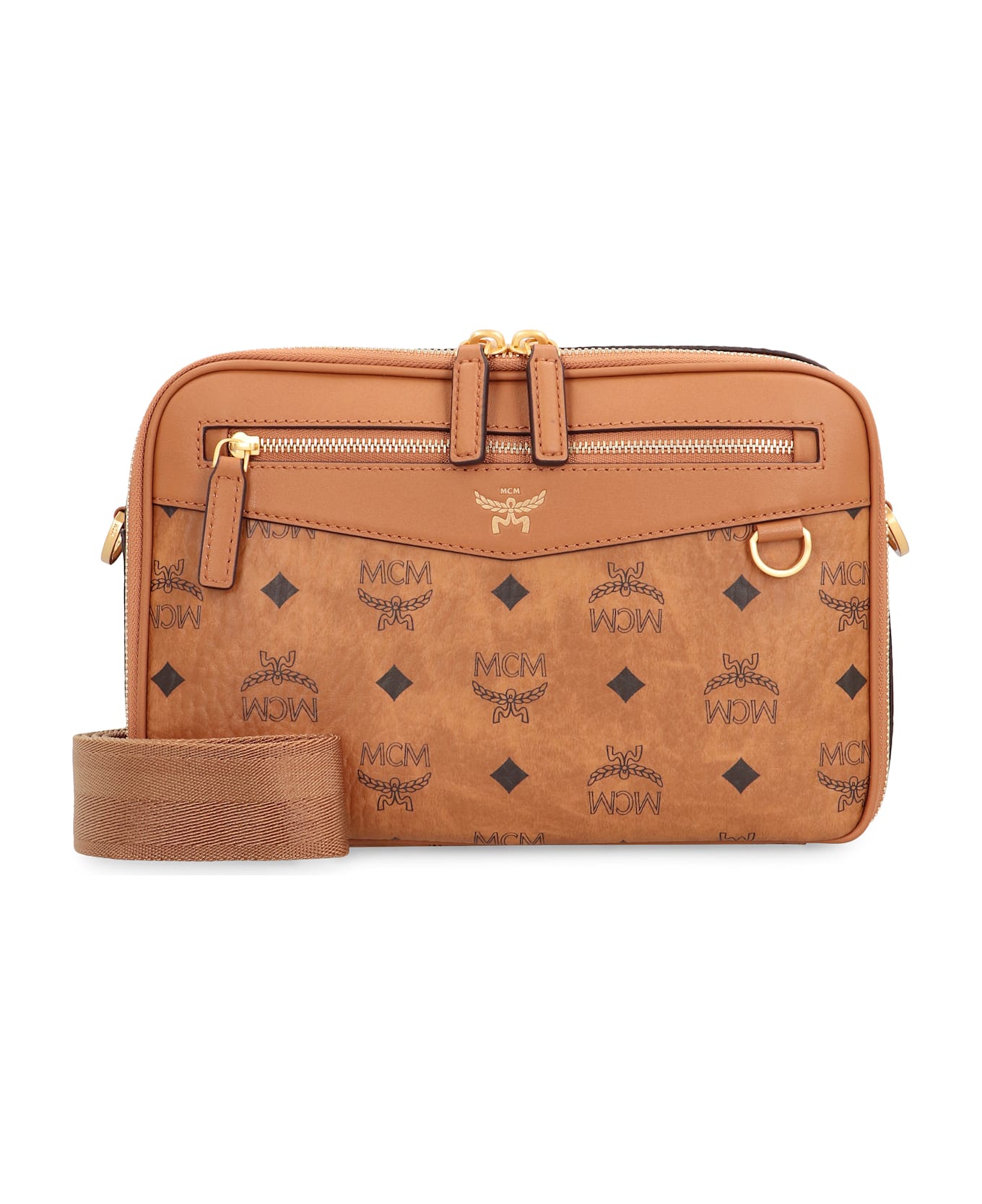 MCM Diamond Canvas Camera Bag - brown