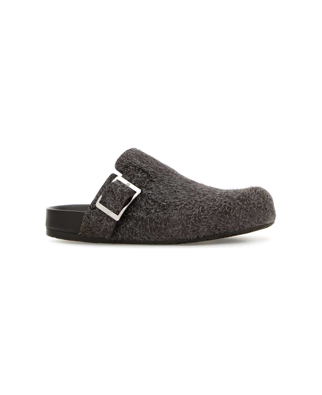 Loewe Mud Suede Ease Buckle Slippers - DARKBROWN