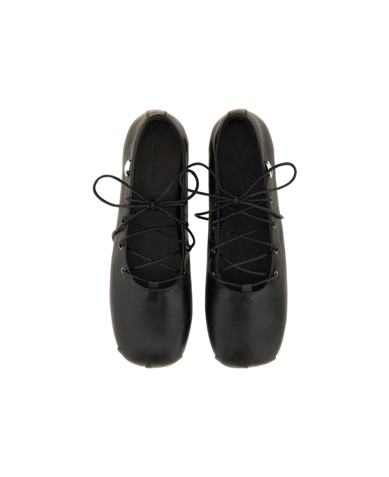 Our Legacy Ballerina Slip In With Laces - BLACK フラットシューズ