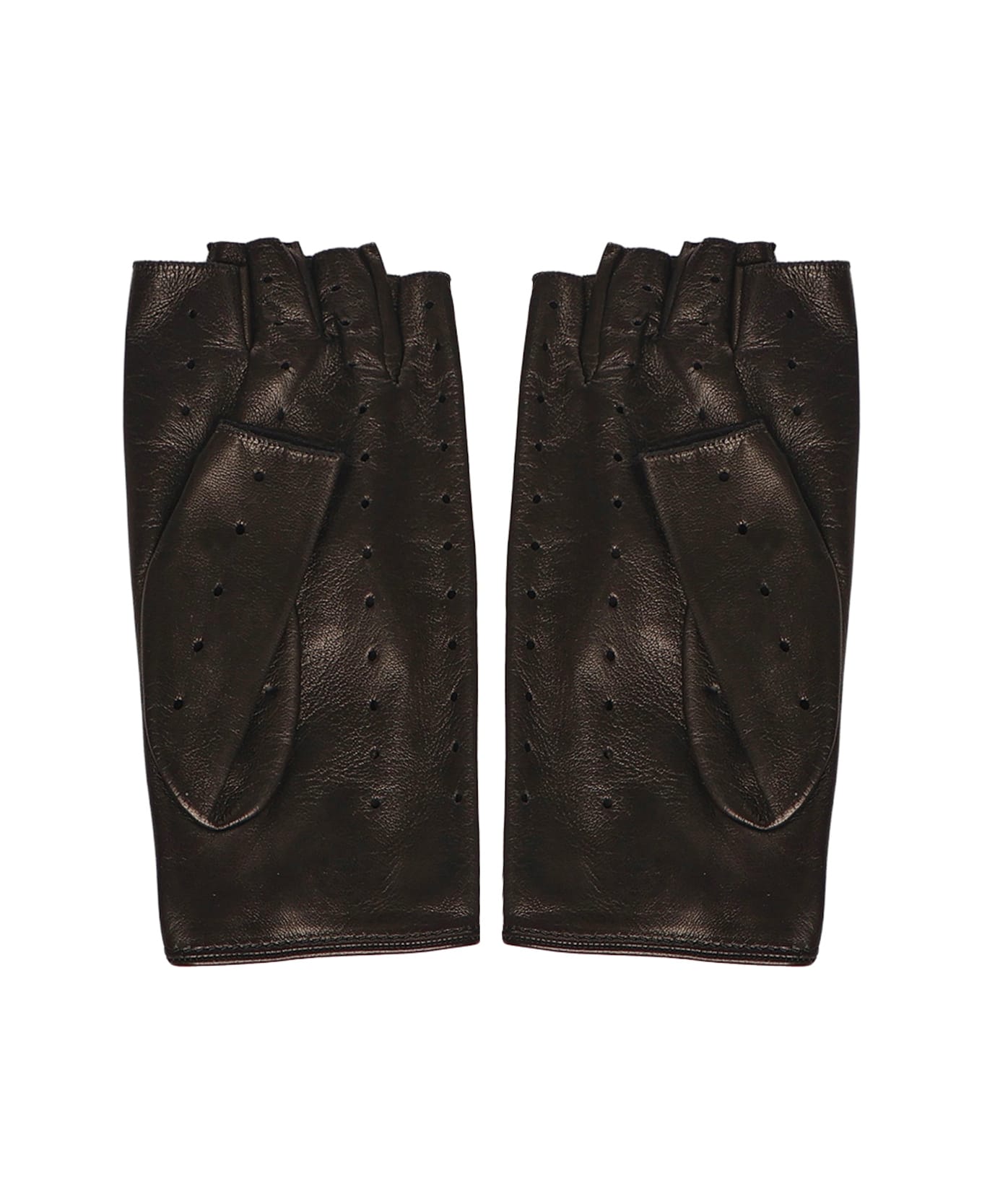 Valentino Garavani Leather Gloves With Logo - Black