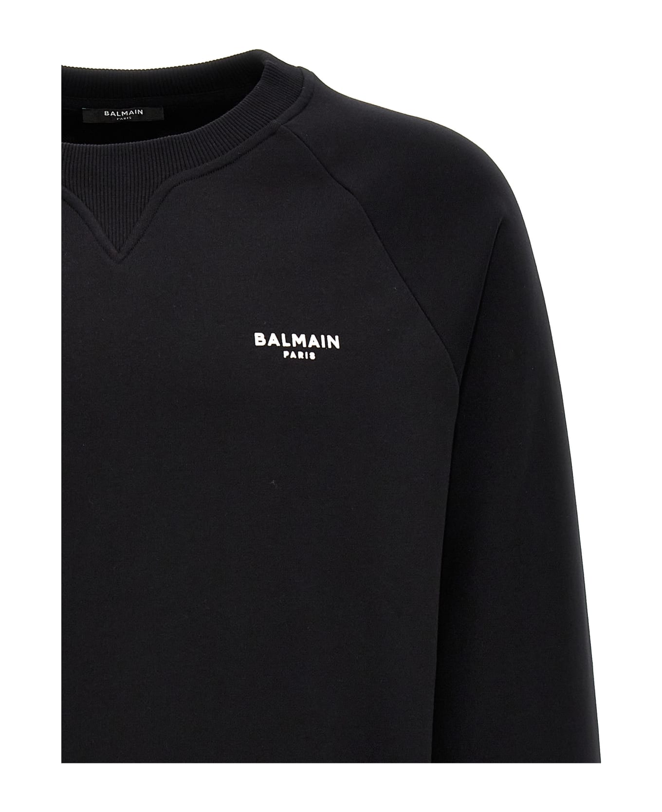Balmain Sweatshirt In Black Cotton - Eab Noir Blanc