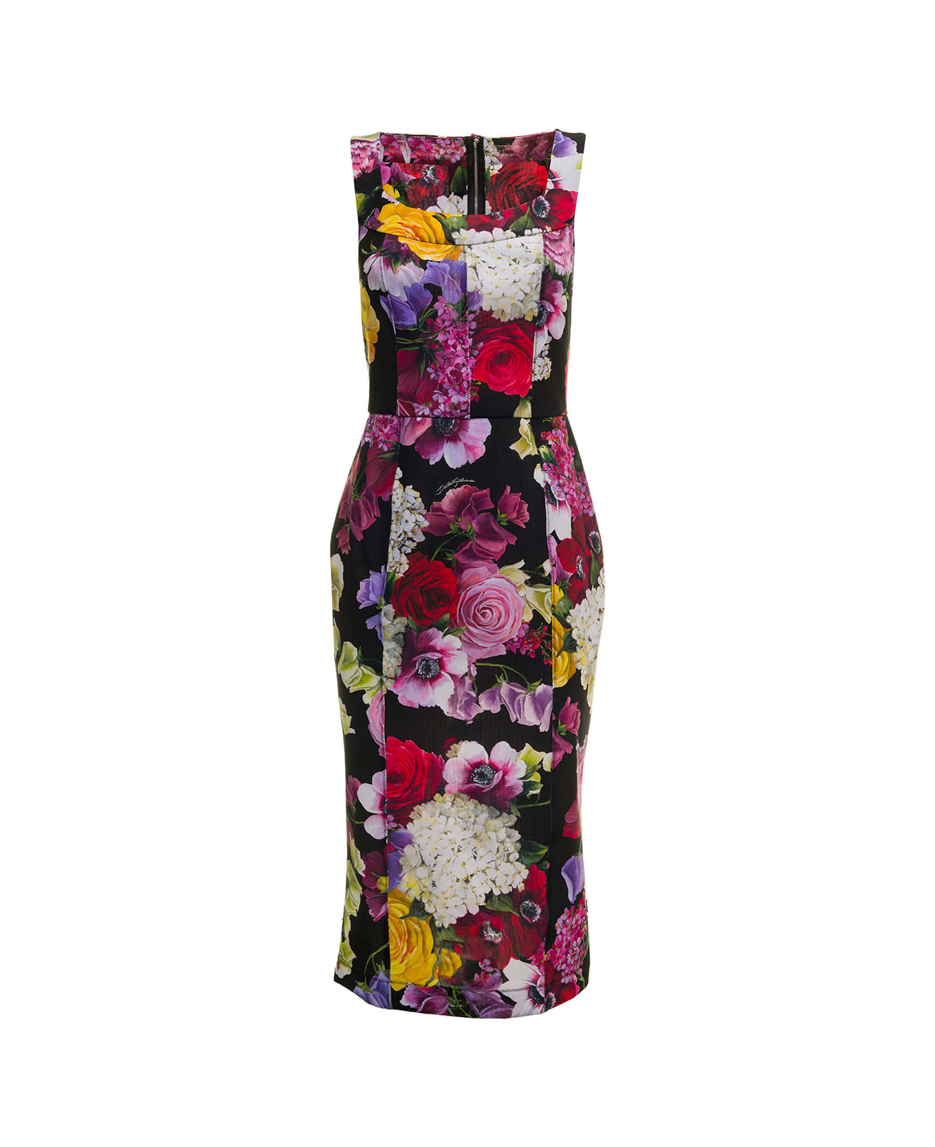 Dolce & Gabbana Multicolor Marquisette Floral Printed Midi Dress  Dolce & Gabbana Woman - Multicolor