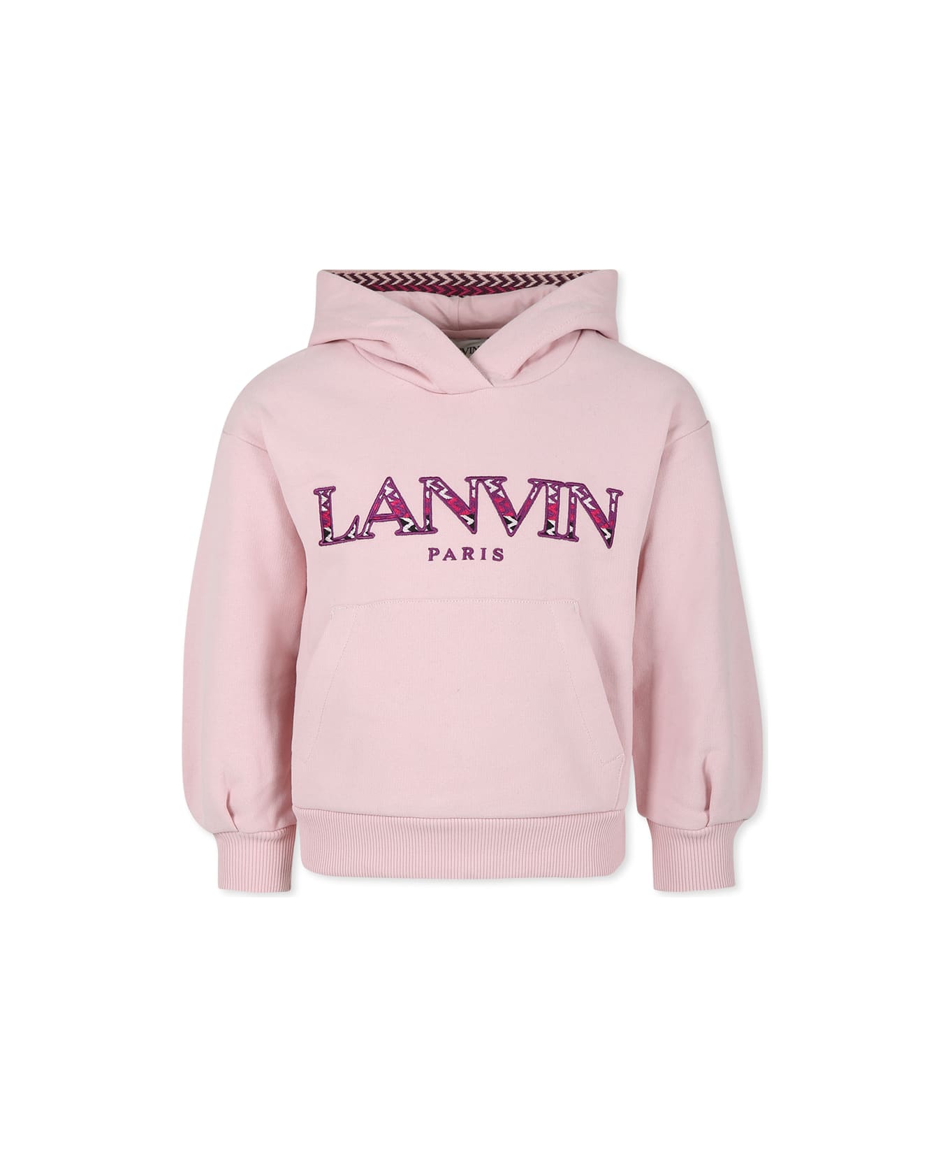 Lanvin Pink Sweatshirt For Girl With Logo - W Acqua Di Rose