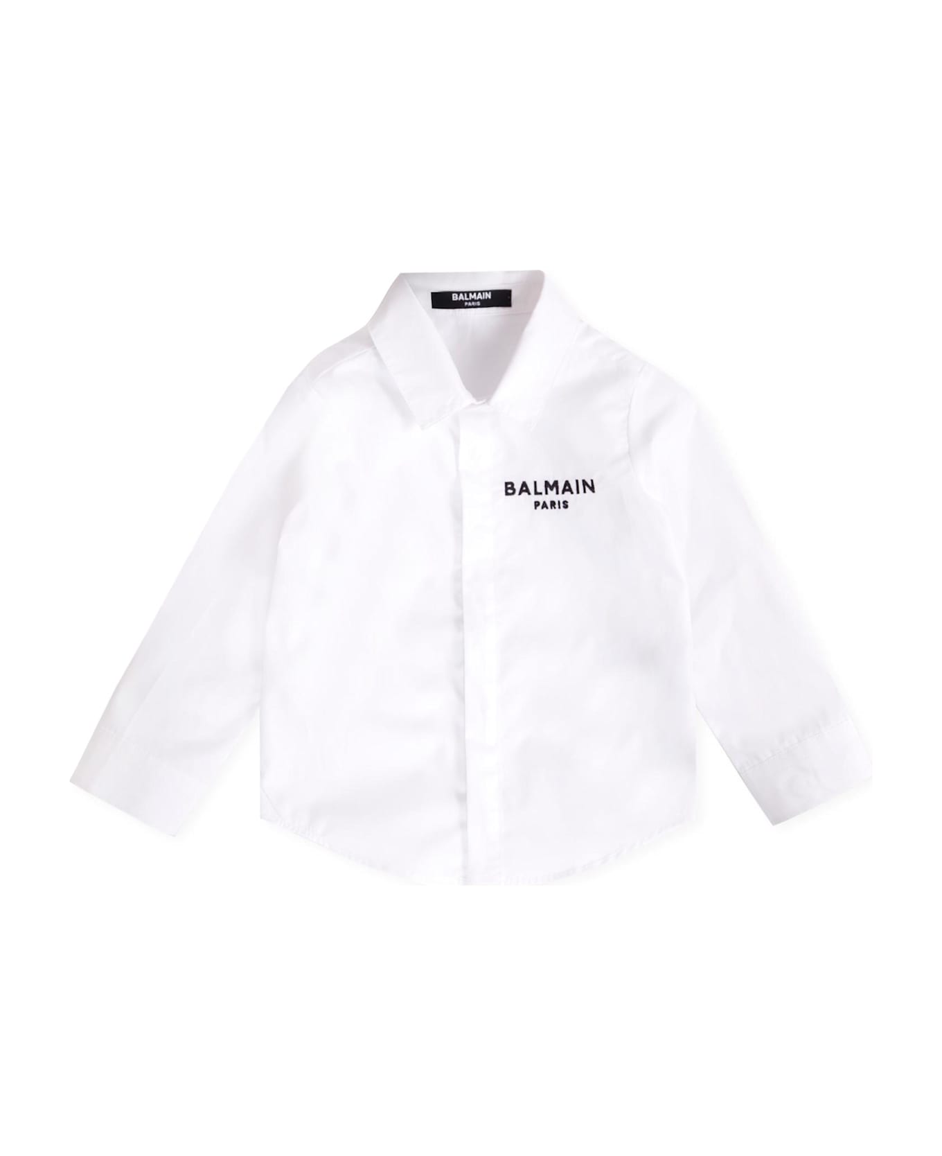 Balmain White Shirt For Baby Boy With Logo - White