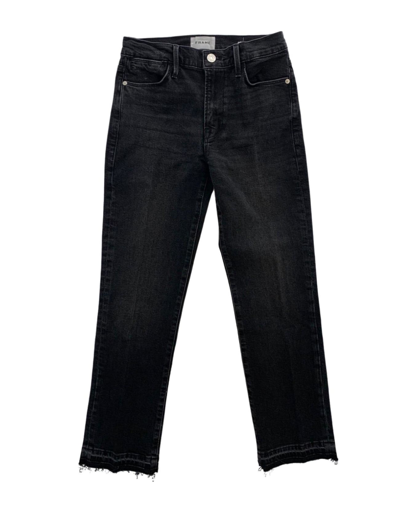 Frame Raw Hem Cropped Jeans - Black