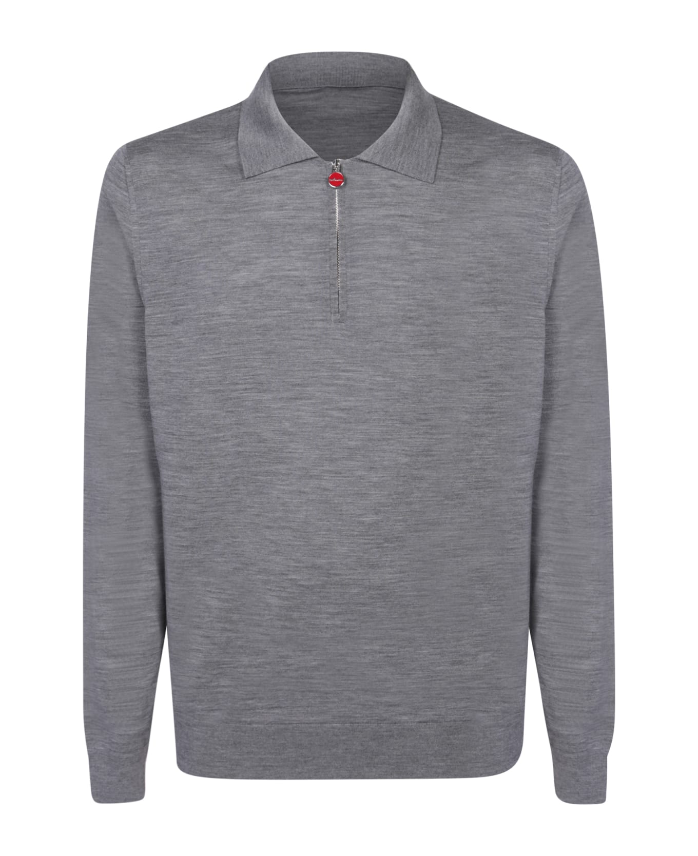 Kiton Mid-zip Grey Polo Shirt - Grey