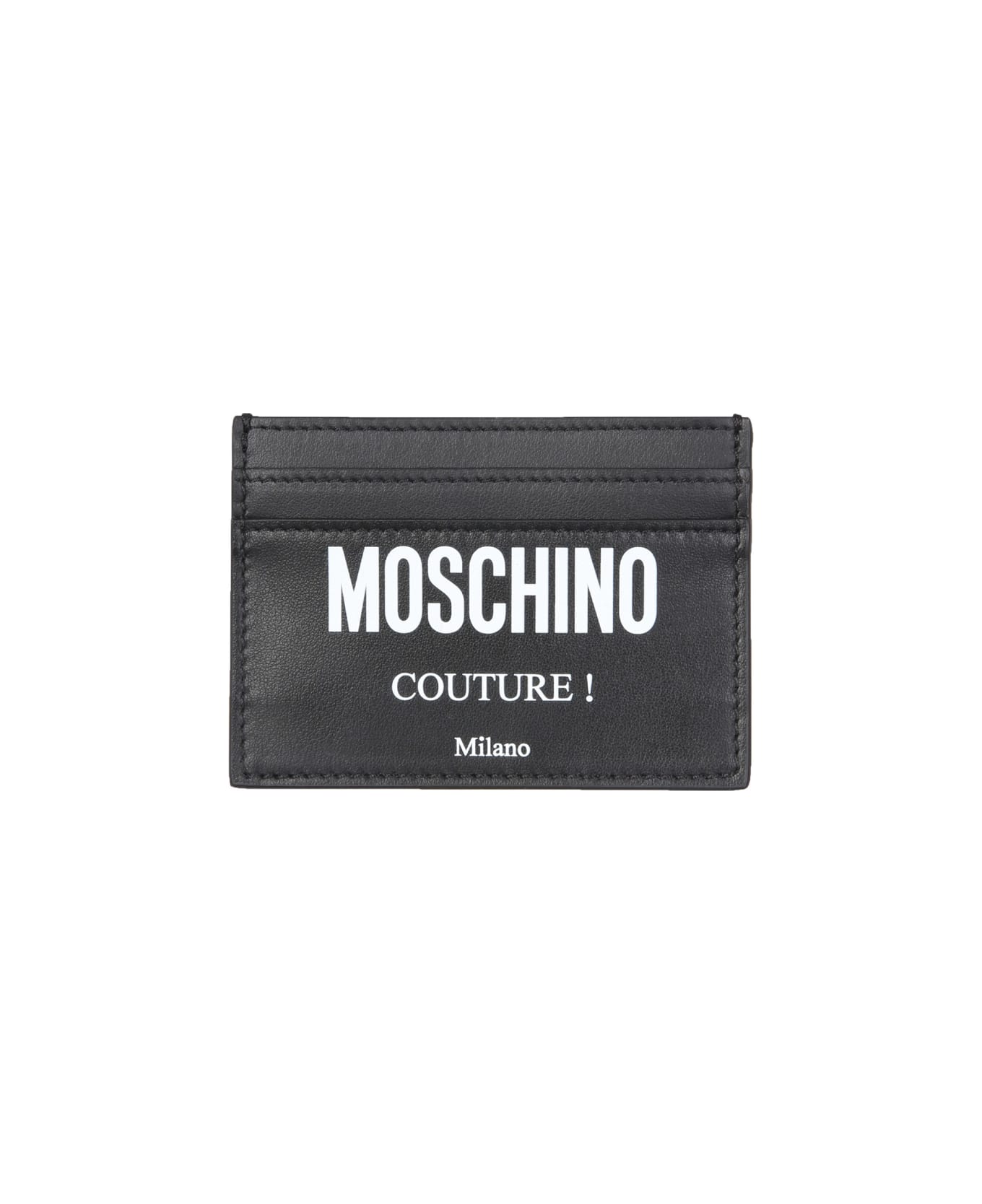 Moschino Card Holder With Logo - BLACK