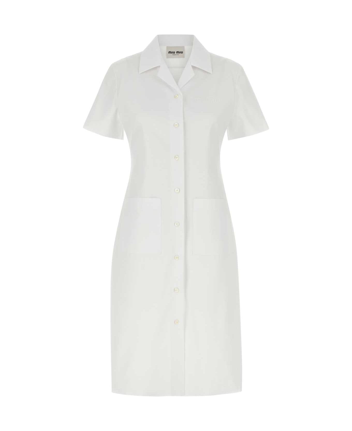 Miu Miu White Poplin Shirt Dress - BIANCO