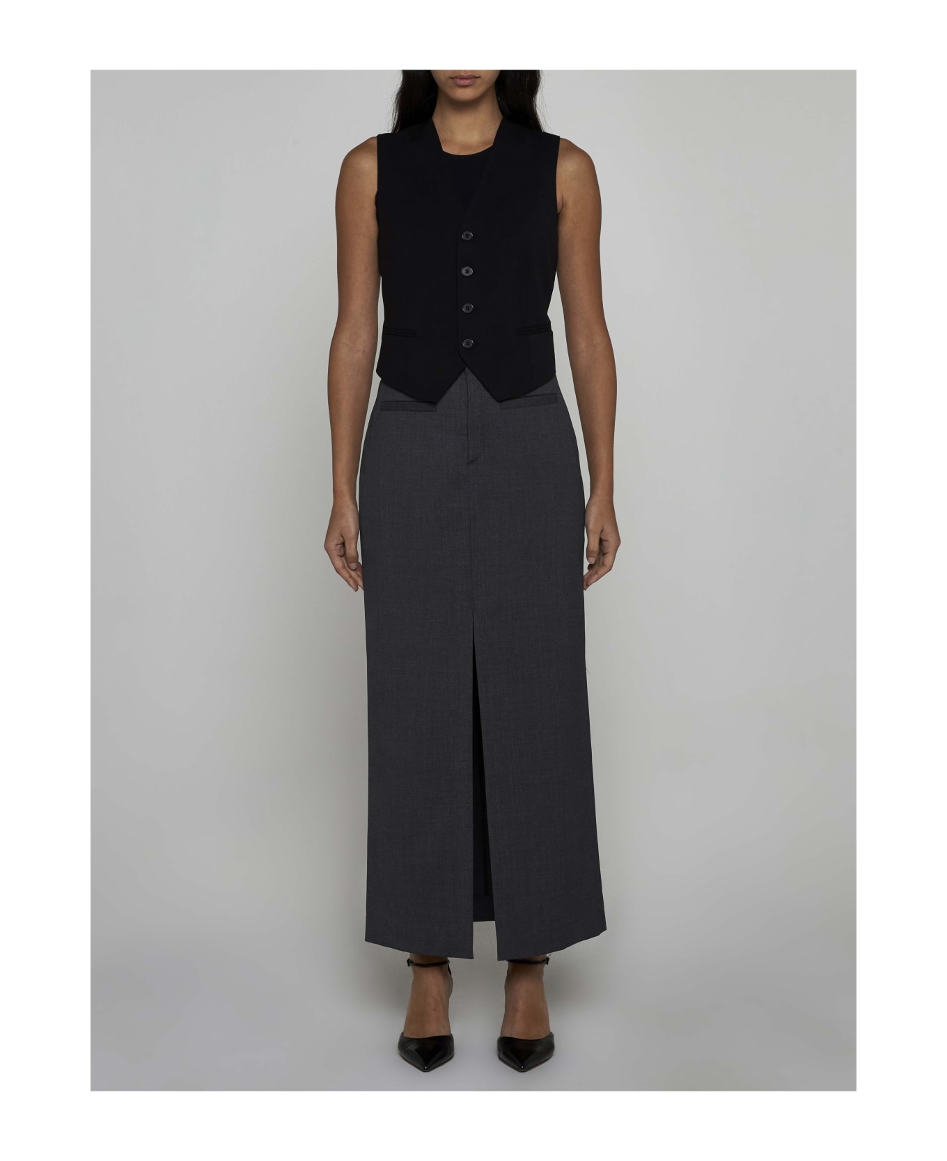 Filippa K Wool-blend Long Skirt - GREY