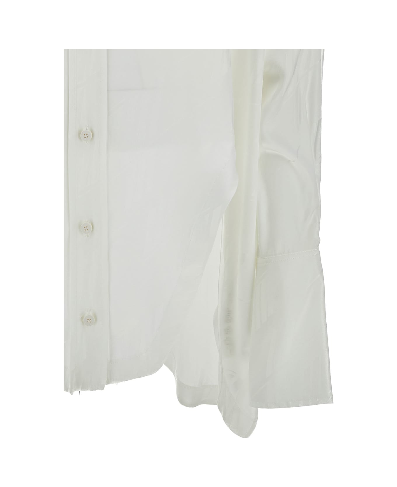 The Attico 'diana' Oversized White Shirt With All-over Logo And Asymmetric Hem In Viscose Woman - White
