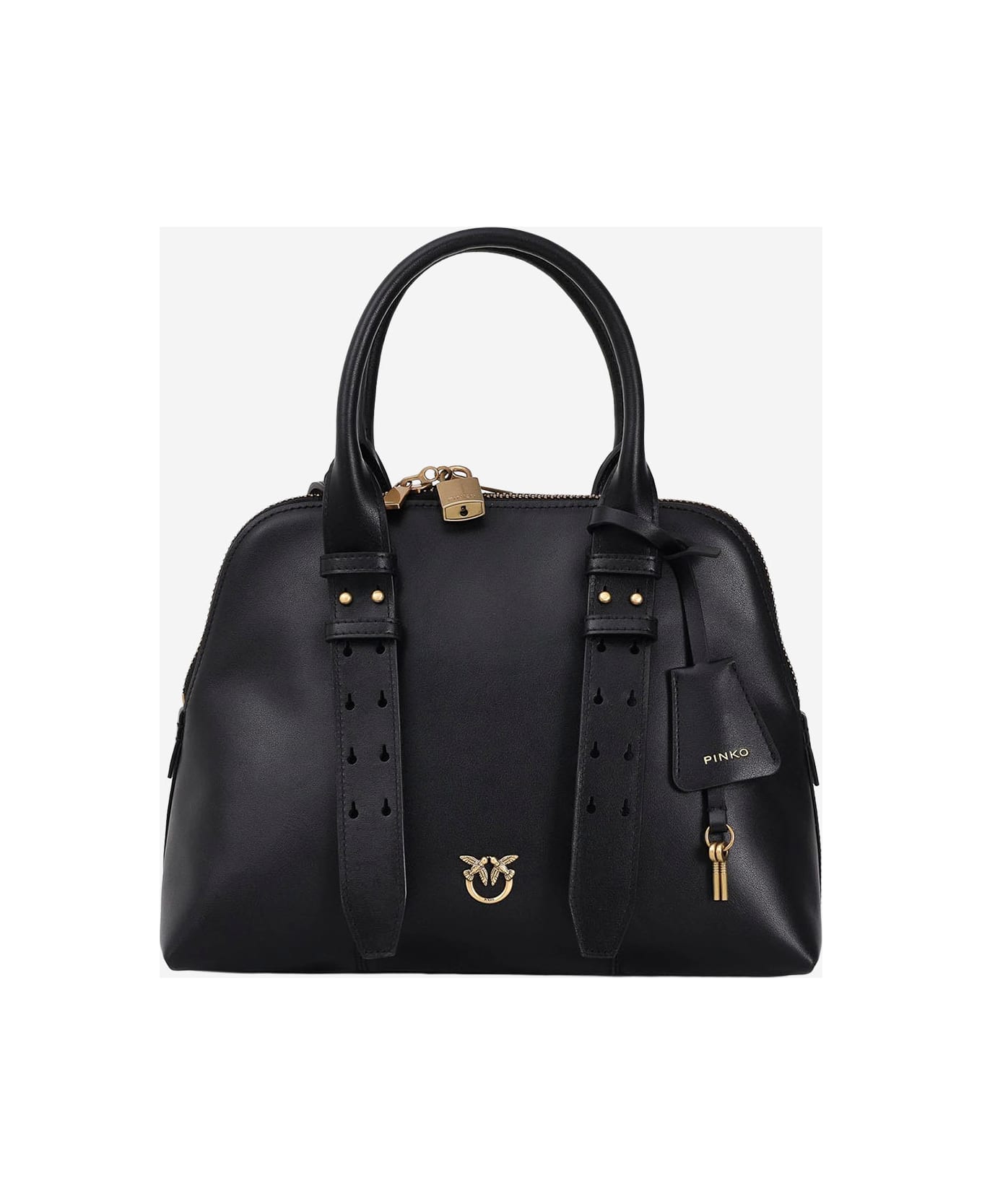 Pinko Medium Escape Leather Handbag - Black