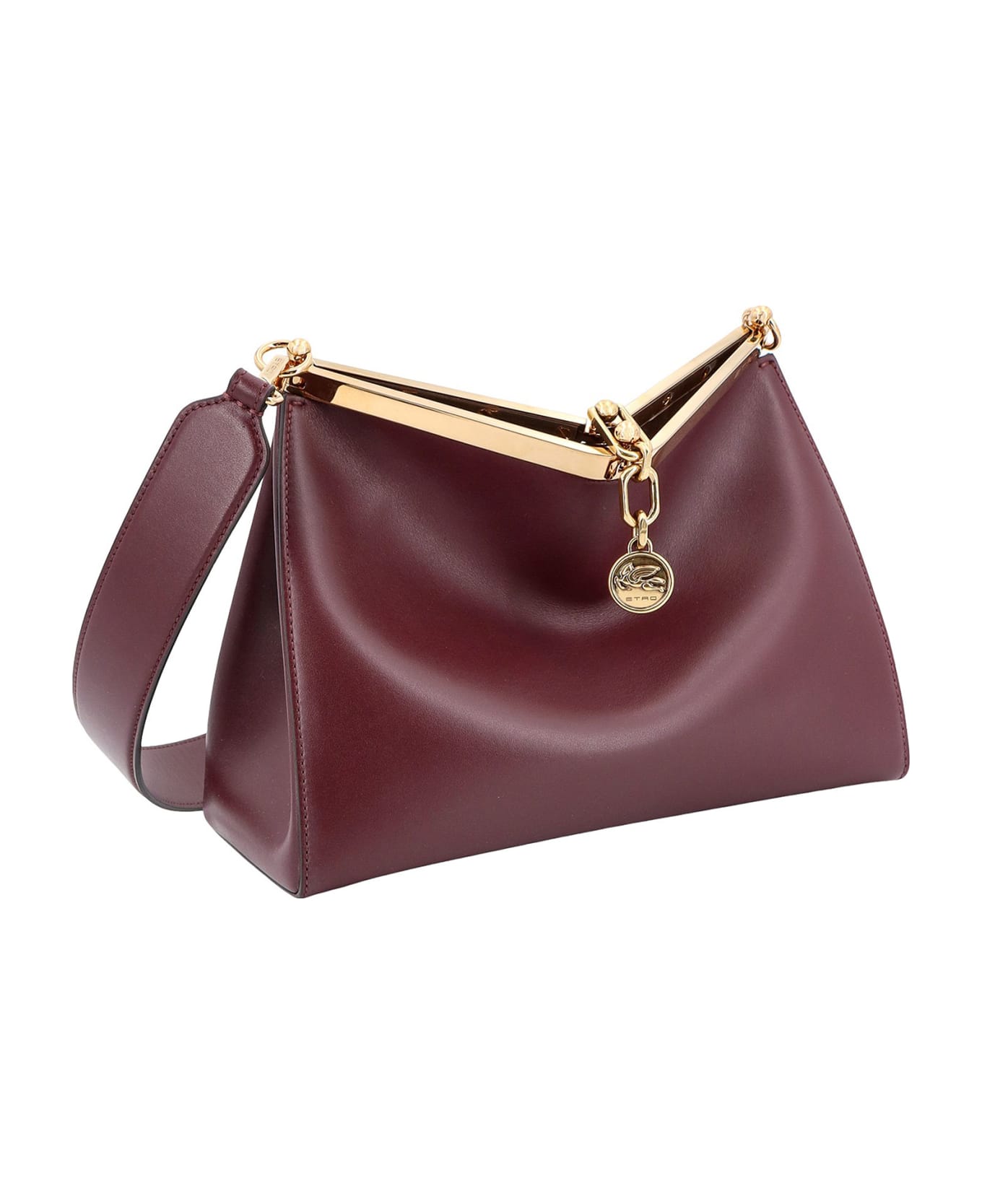 Etro 'medium Vela' Bordeaux Shoulder Bag With Logo And Pegasus Charm In Leather Woman - Red