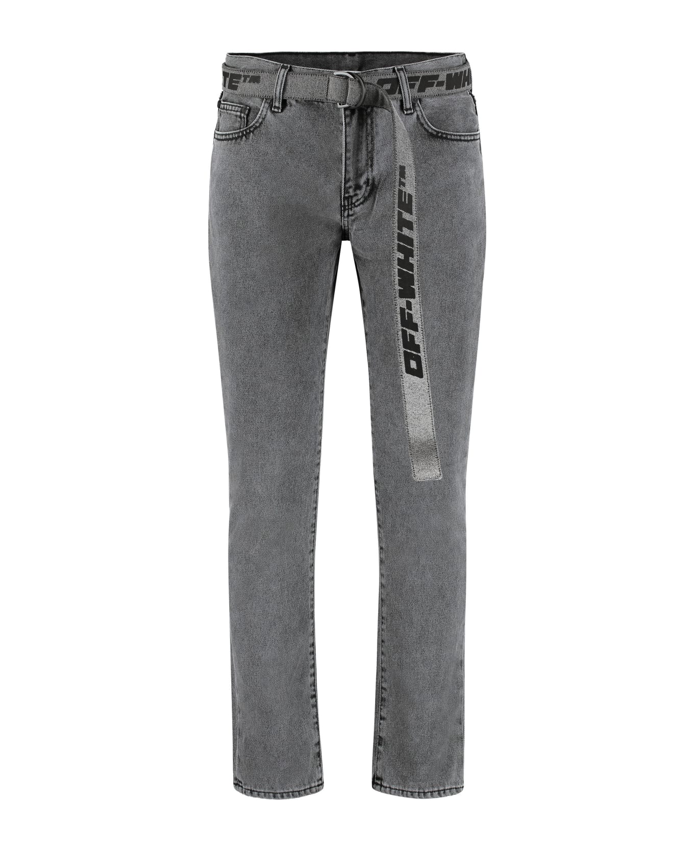 Off-White Belted Skinny Jeans - grey