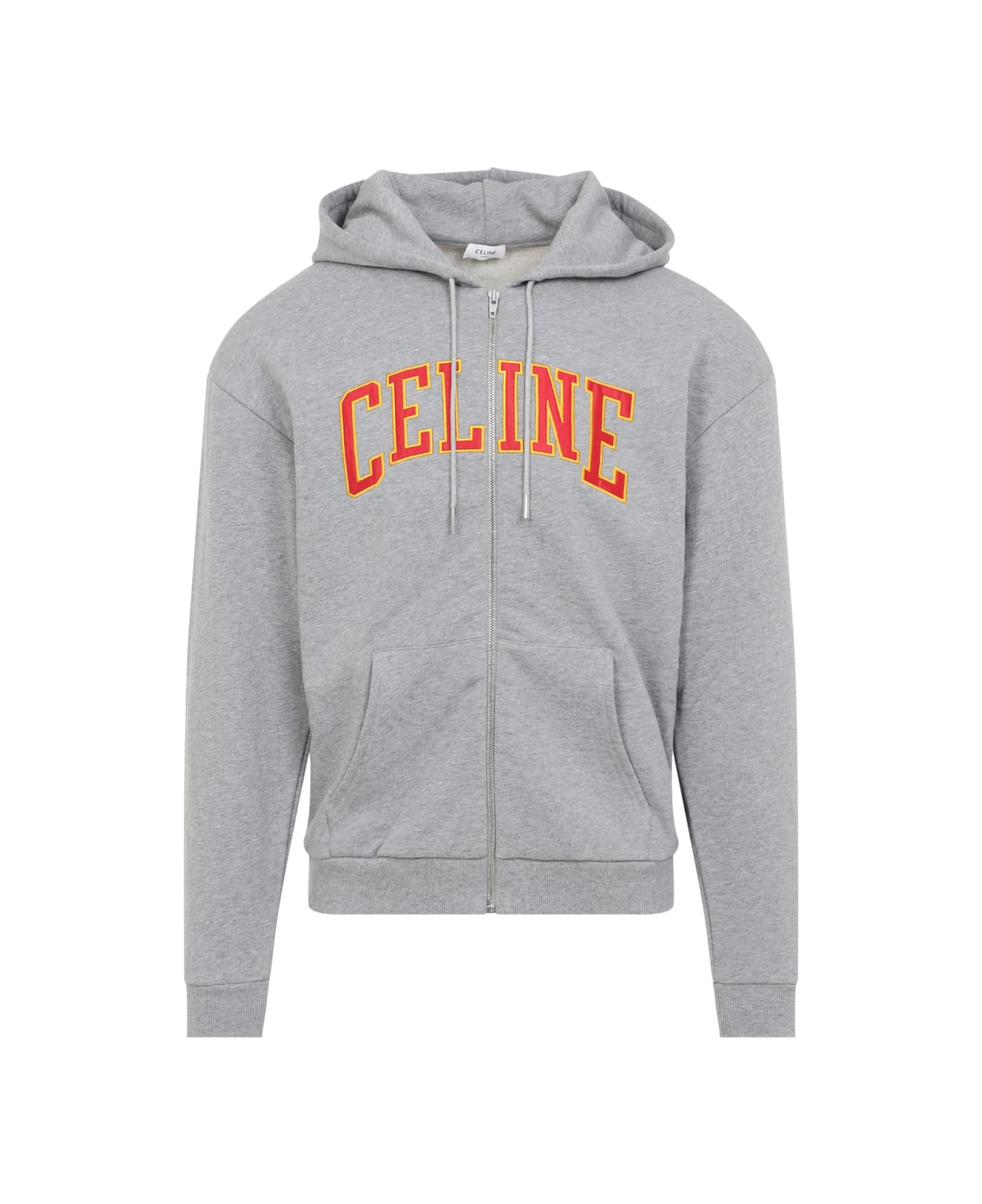 Celine Loose Zip Up Hoodie - Grey Melange Burgundy