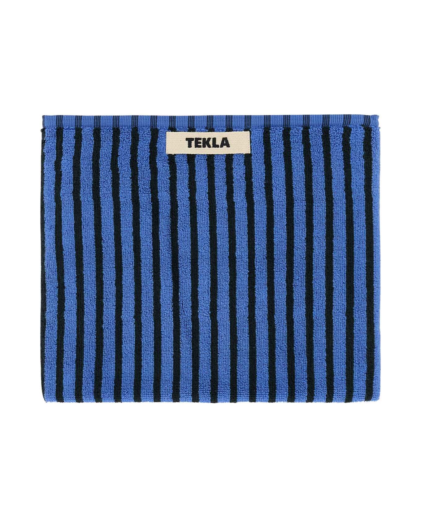 Tekla Embroidered Terry Towel - BLUE & BLACK