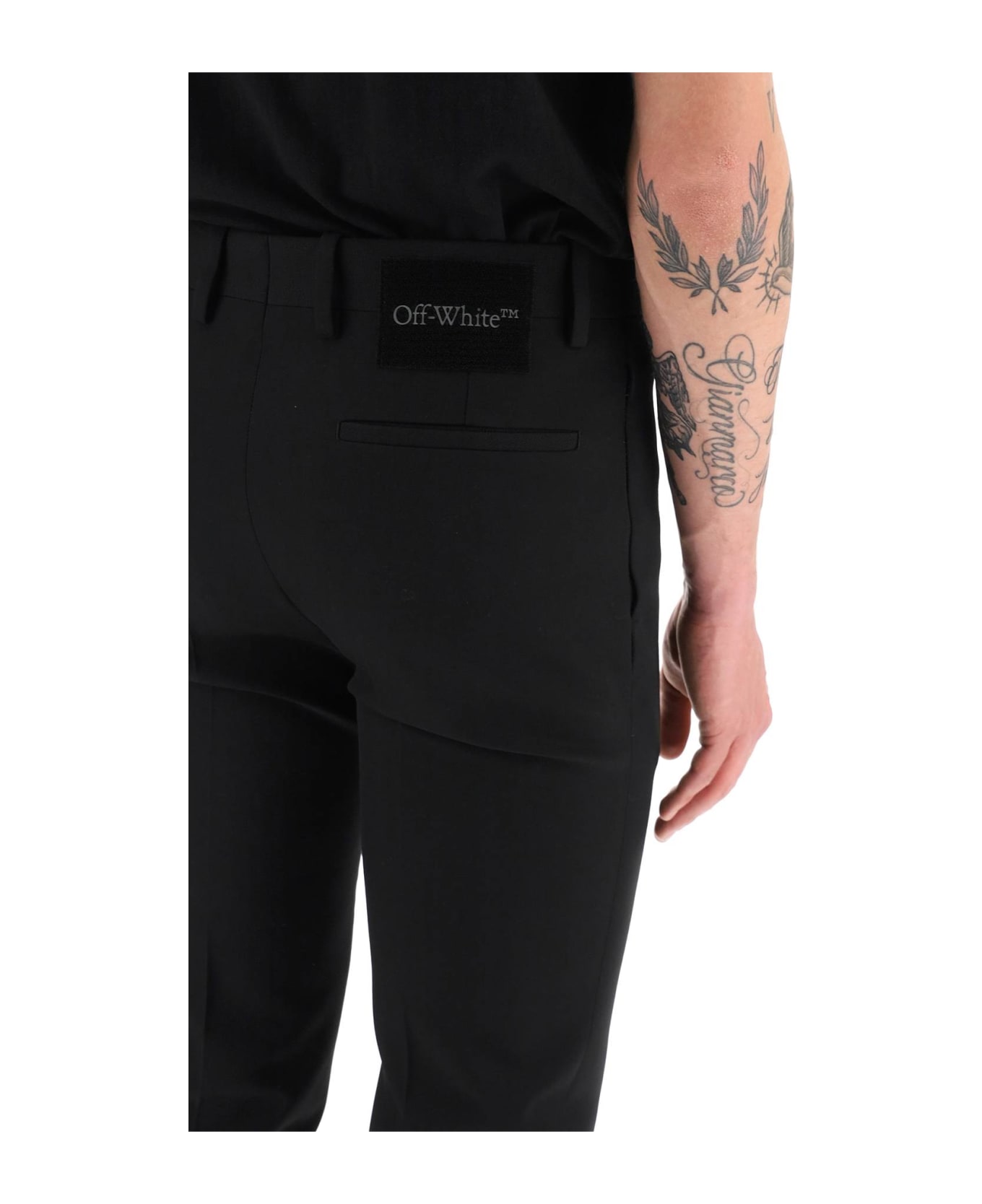 Off-White Slim Tailored Pants With Zippered Ankle - Nero ボトムス