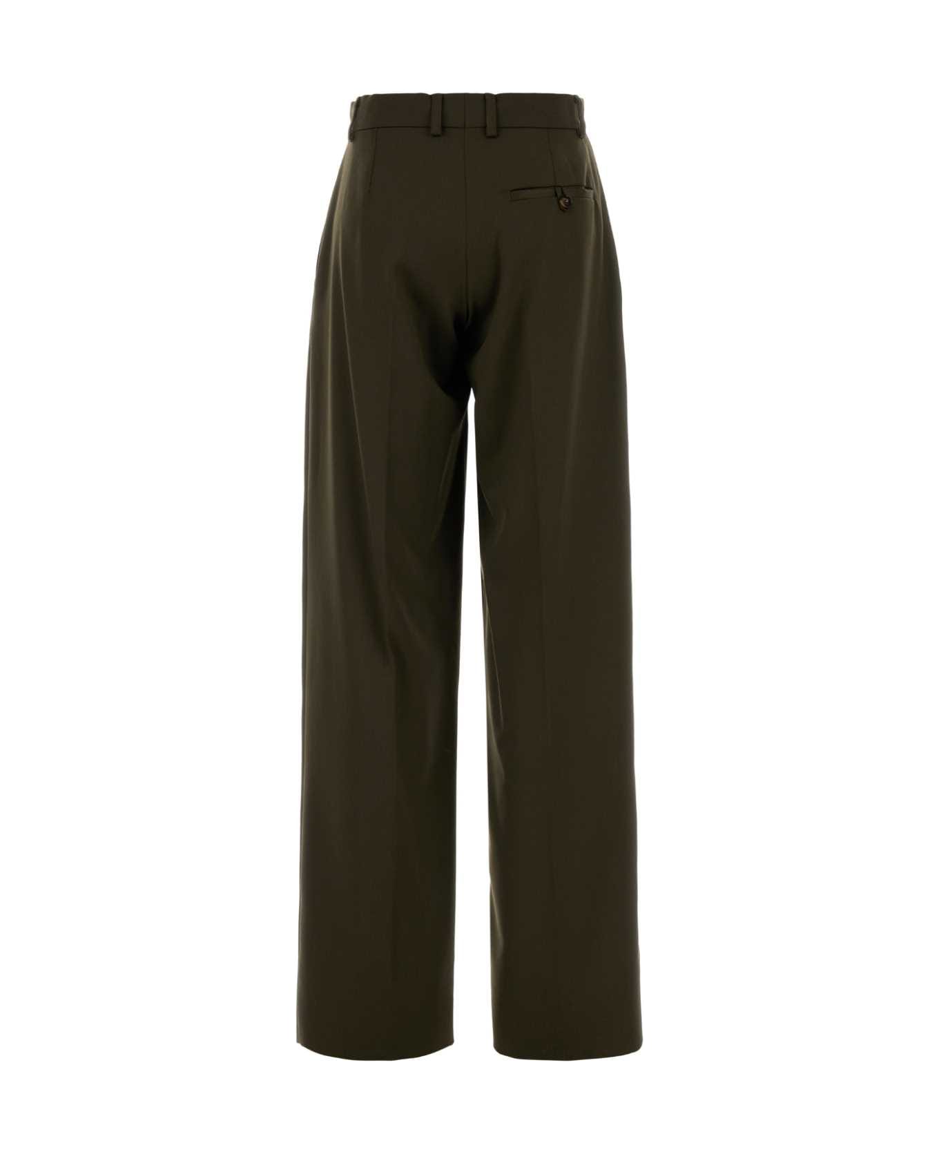 Stella McCartney Bottle Green Wool Wide-leg Pant - KHAKI