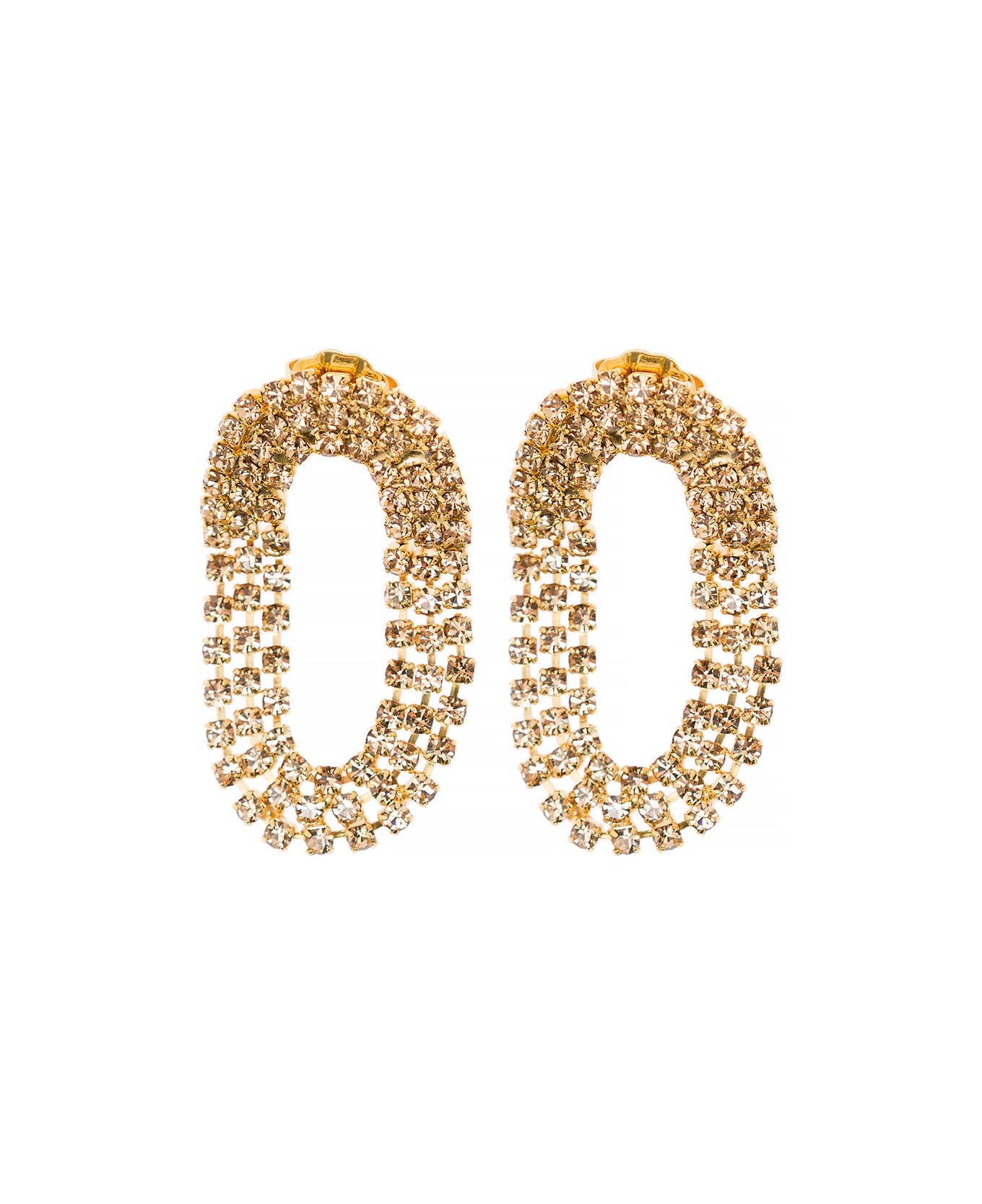 Silvia Gnecchi 'liberty Mini' Earrings With Crystals In Galvanized Brass 24k Gold Woman - Metallic