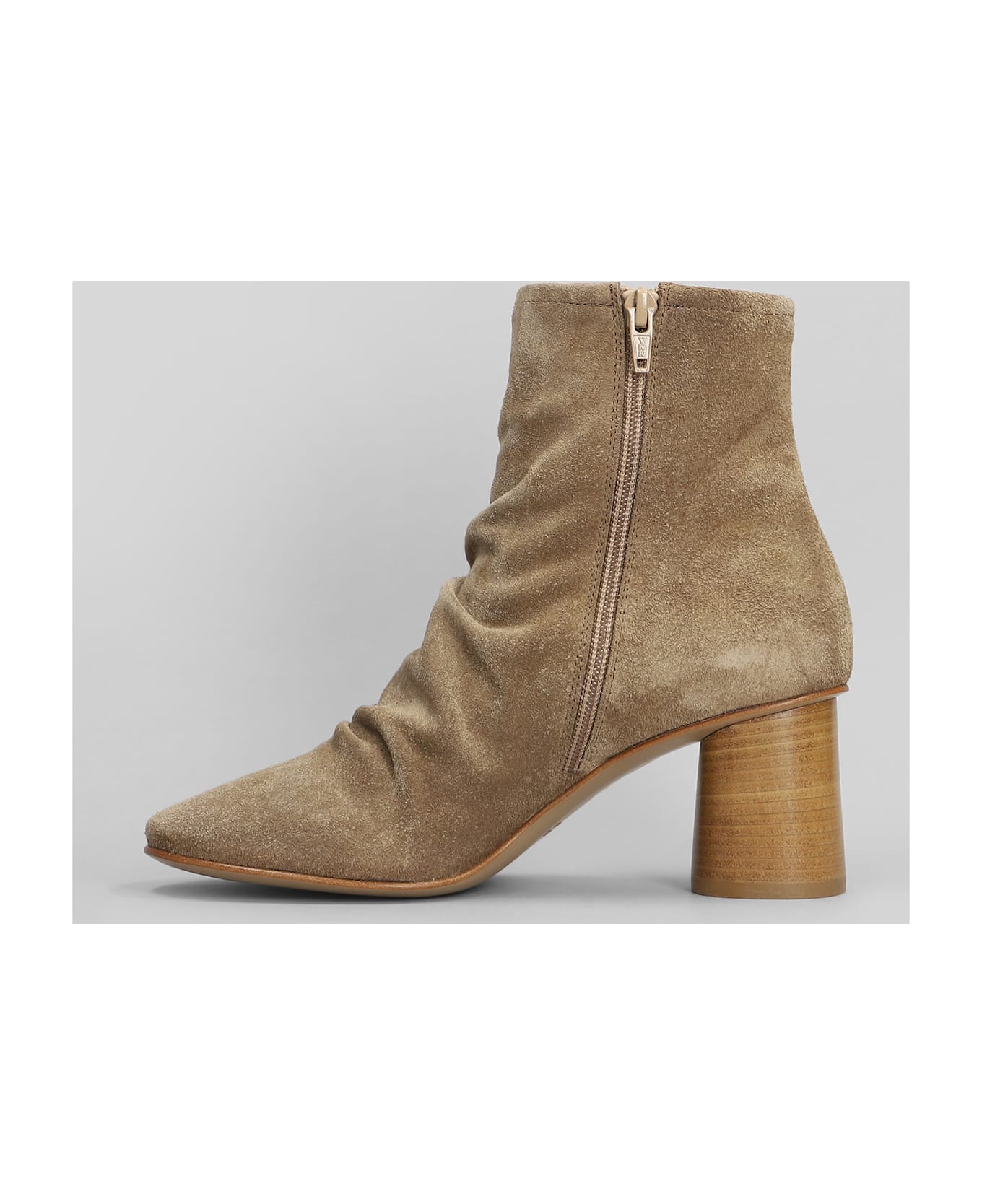 Elena Iachi High Heels Ankle Boots In Camel Suede - Camel