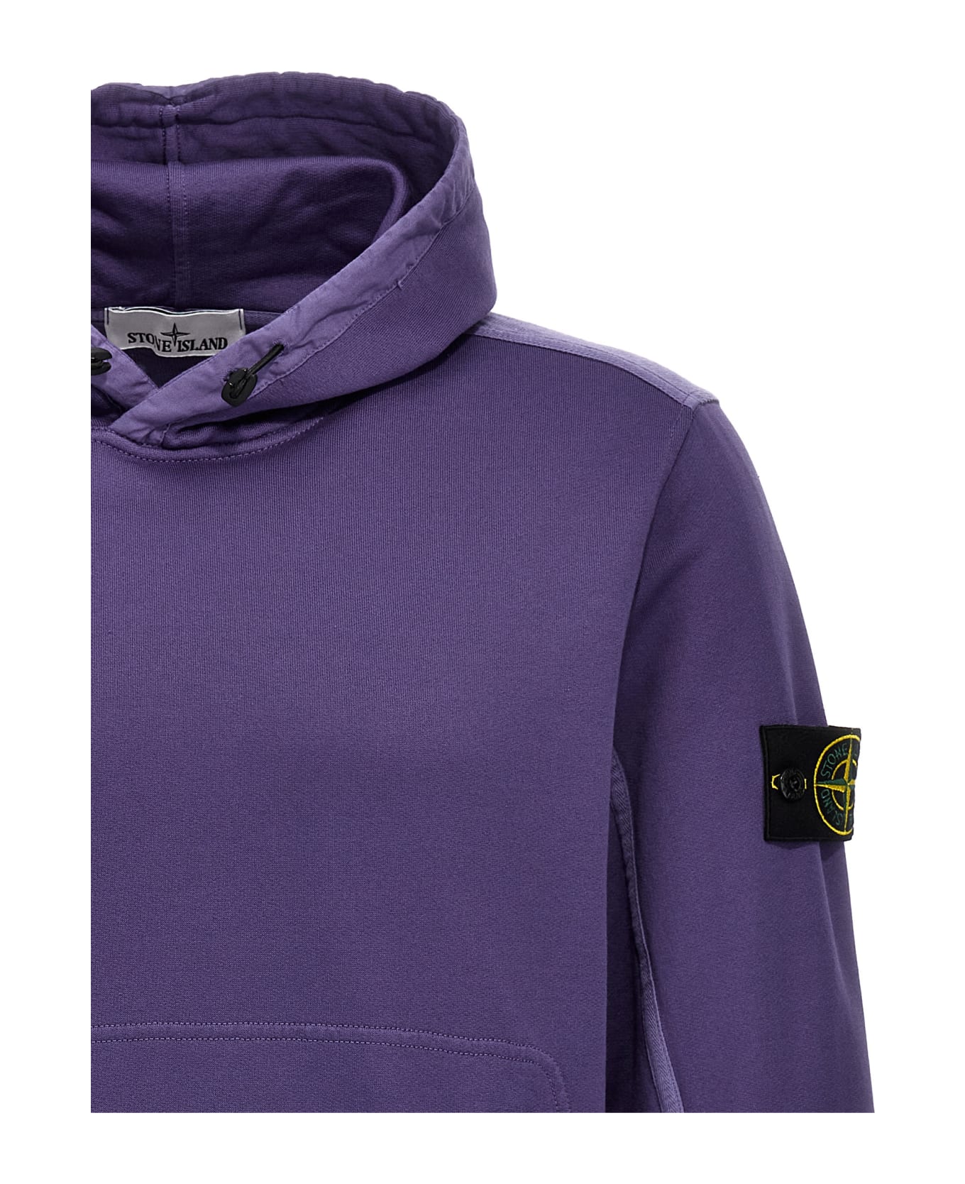 Stone Island Logo Badge Hoodie - Purple フリース