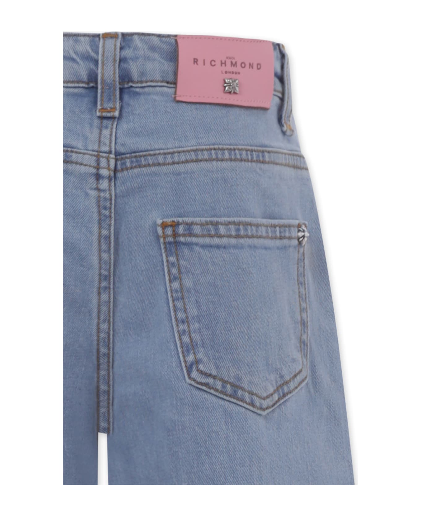 Richmond Light Blu Jeans For Girl With Logo - Light Blue