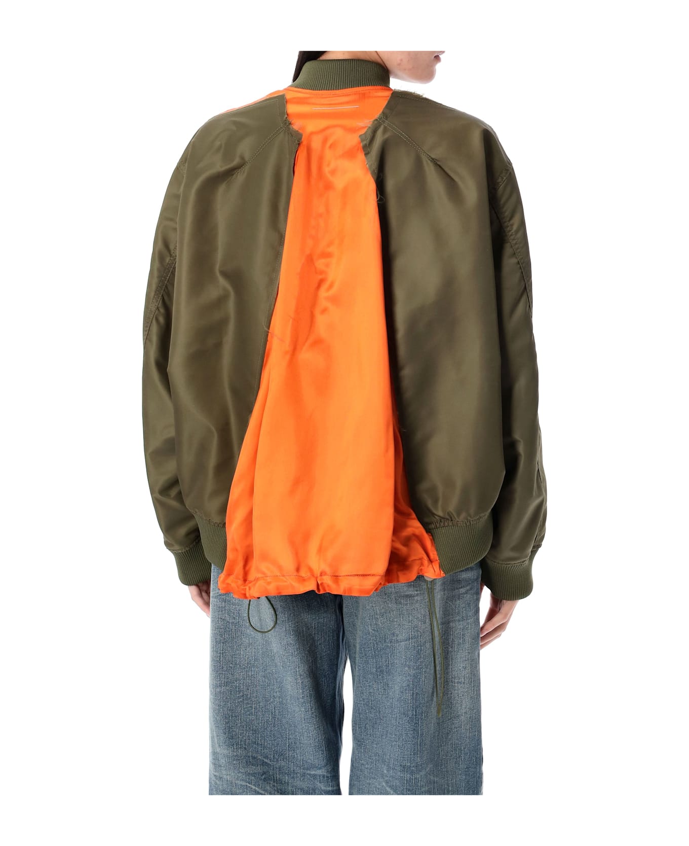 MM6 Maison Margiela Bomber Jacket In Green Polyamide - MILITARY ORANGE