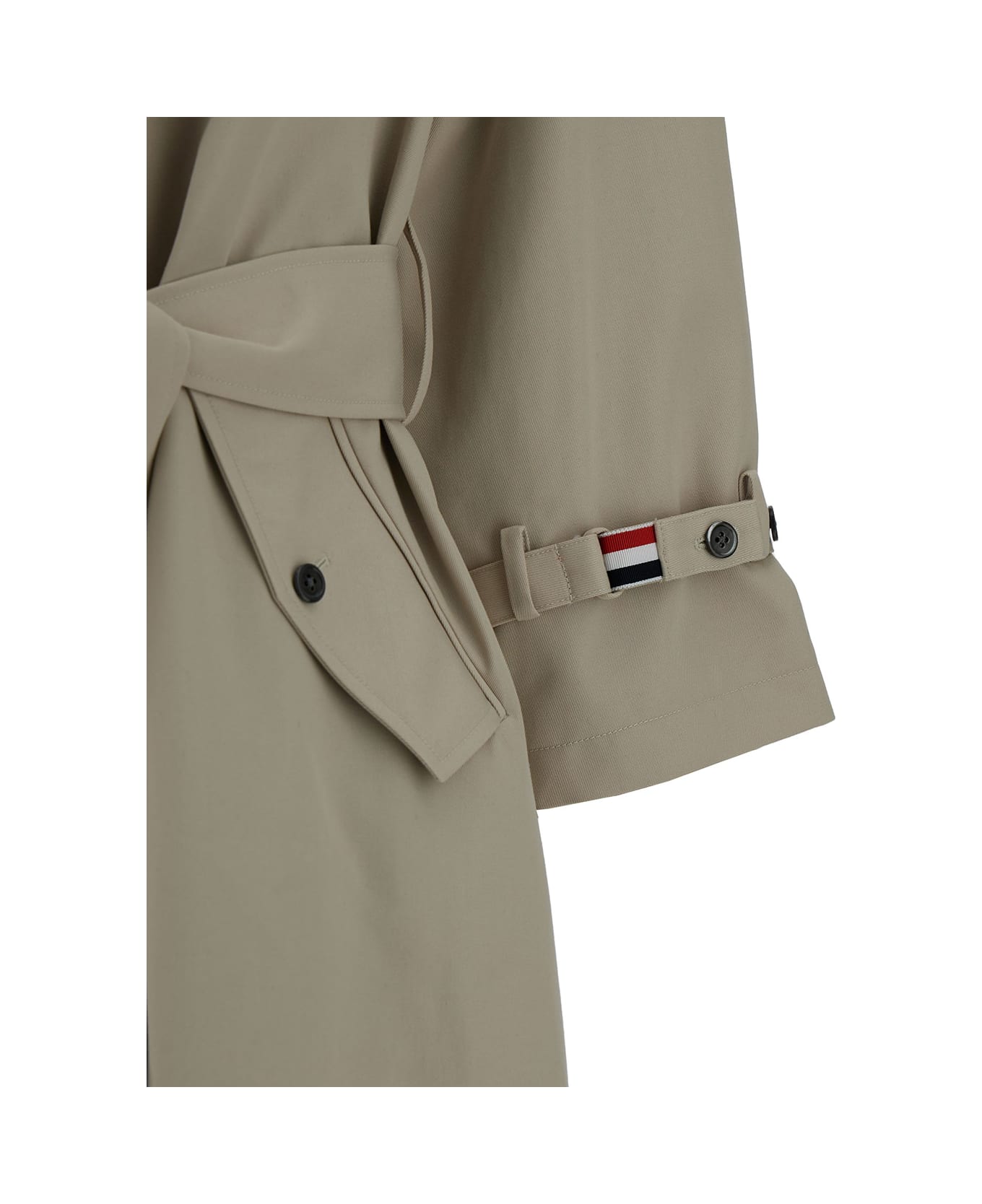 Thom Browne Beige Trench Coat With Matching Belt In Waterproof Cotton Woman - Beige