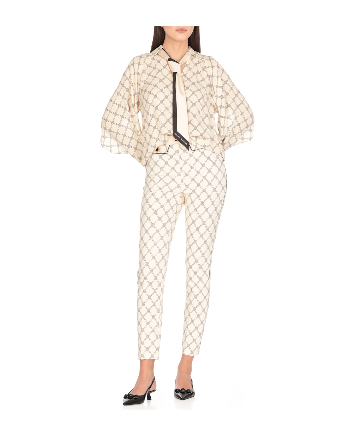 Elisabetta Franchi Poliestere Trousers - Ivory