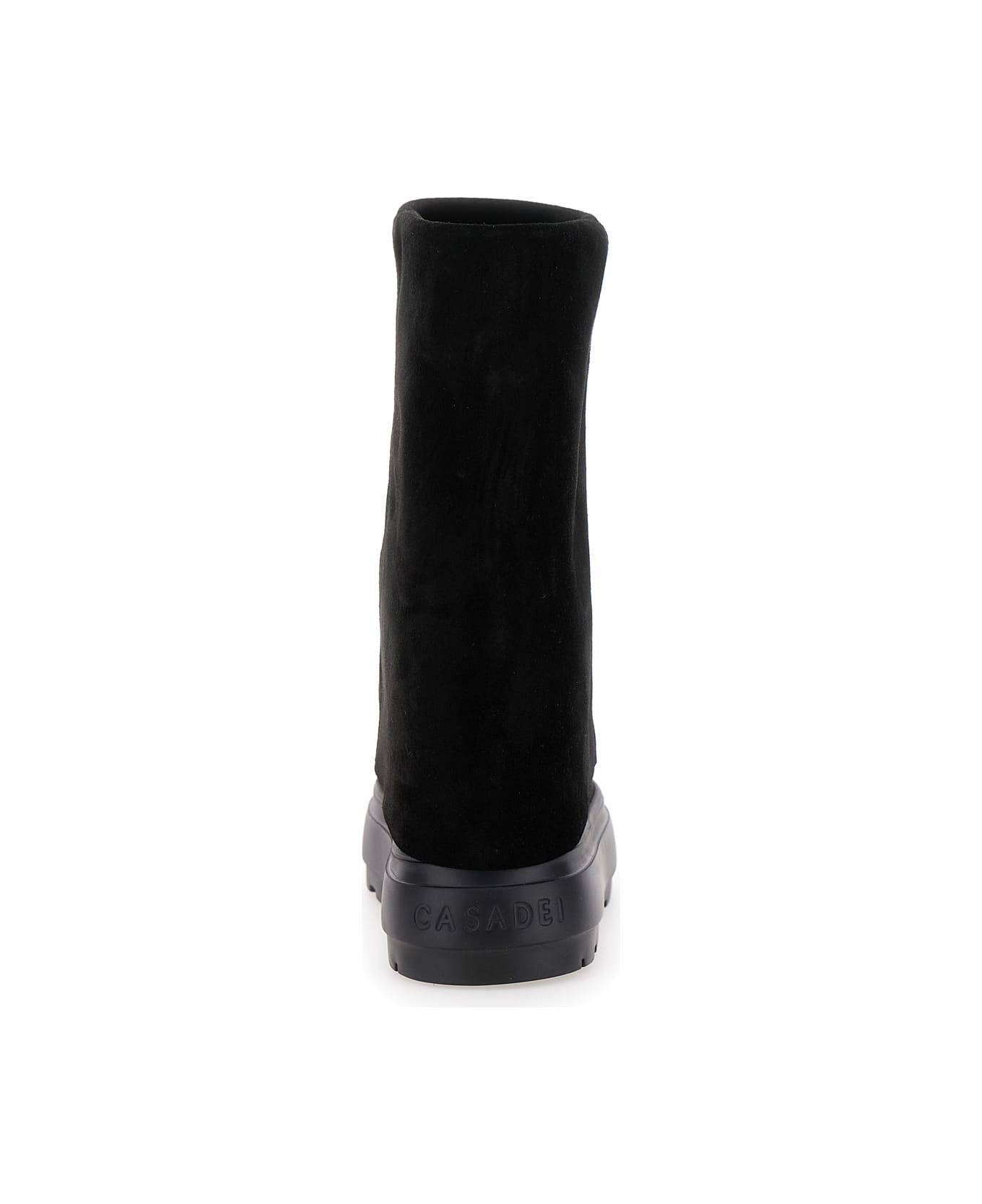 Casadei Black Boots With Turn-up With Platform In Suede Woman - Black