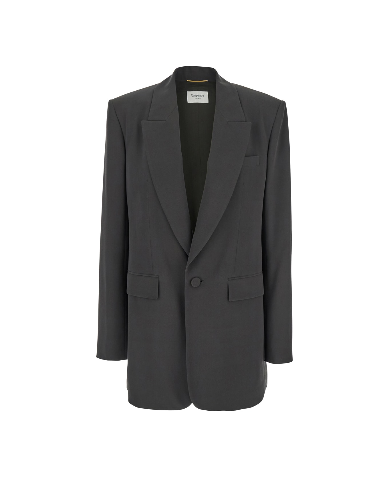 Saint Laurent Grey Single-breasted Jacket With Peak Revers In Silk Woman - Grey