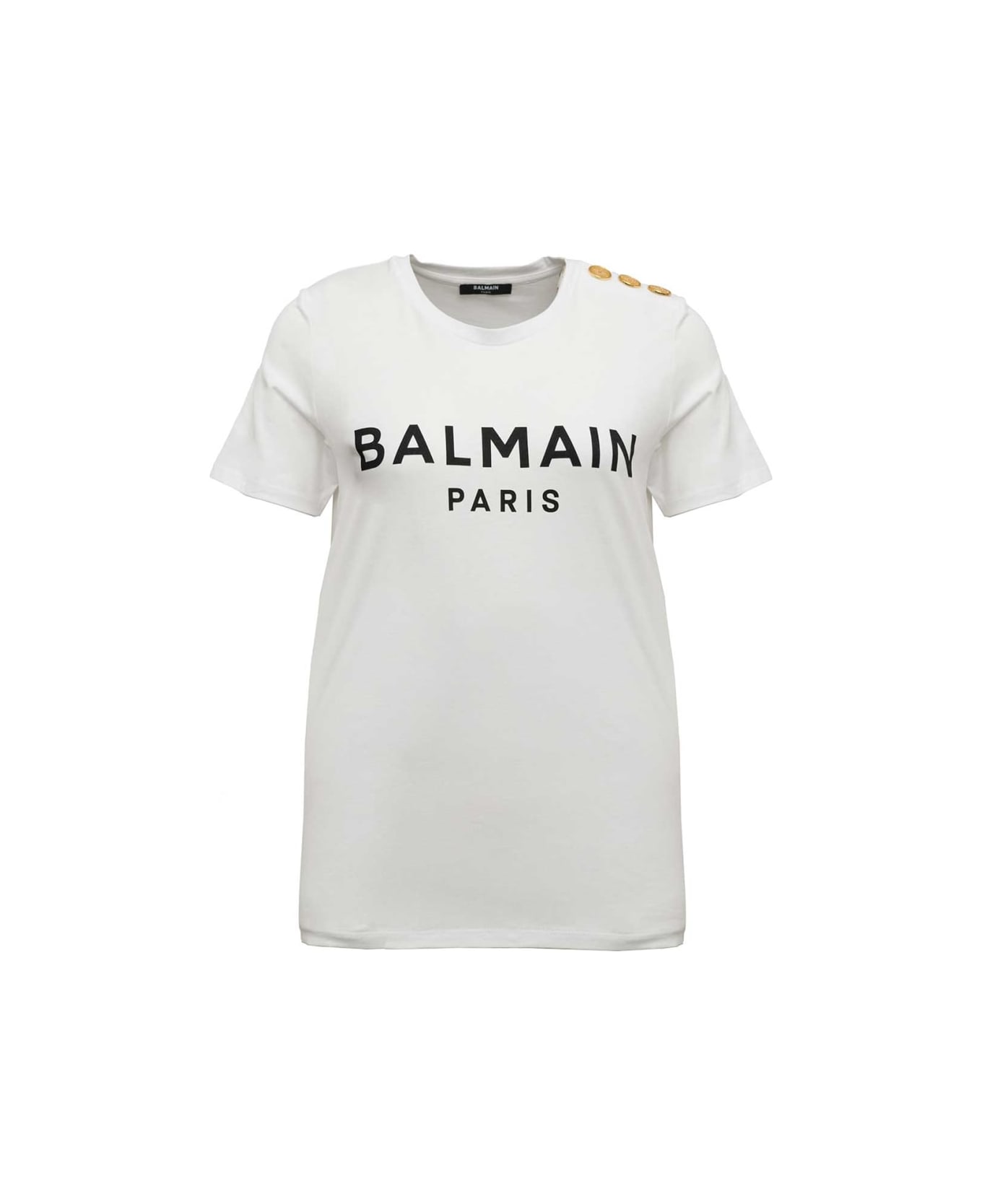 Balmain 3 Btn Printed T-shirt - Gab Blanc Noir