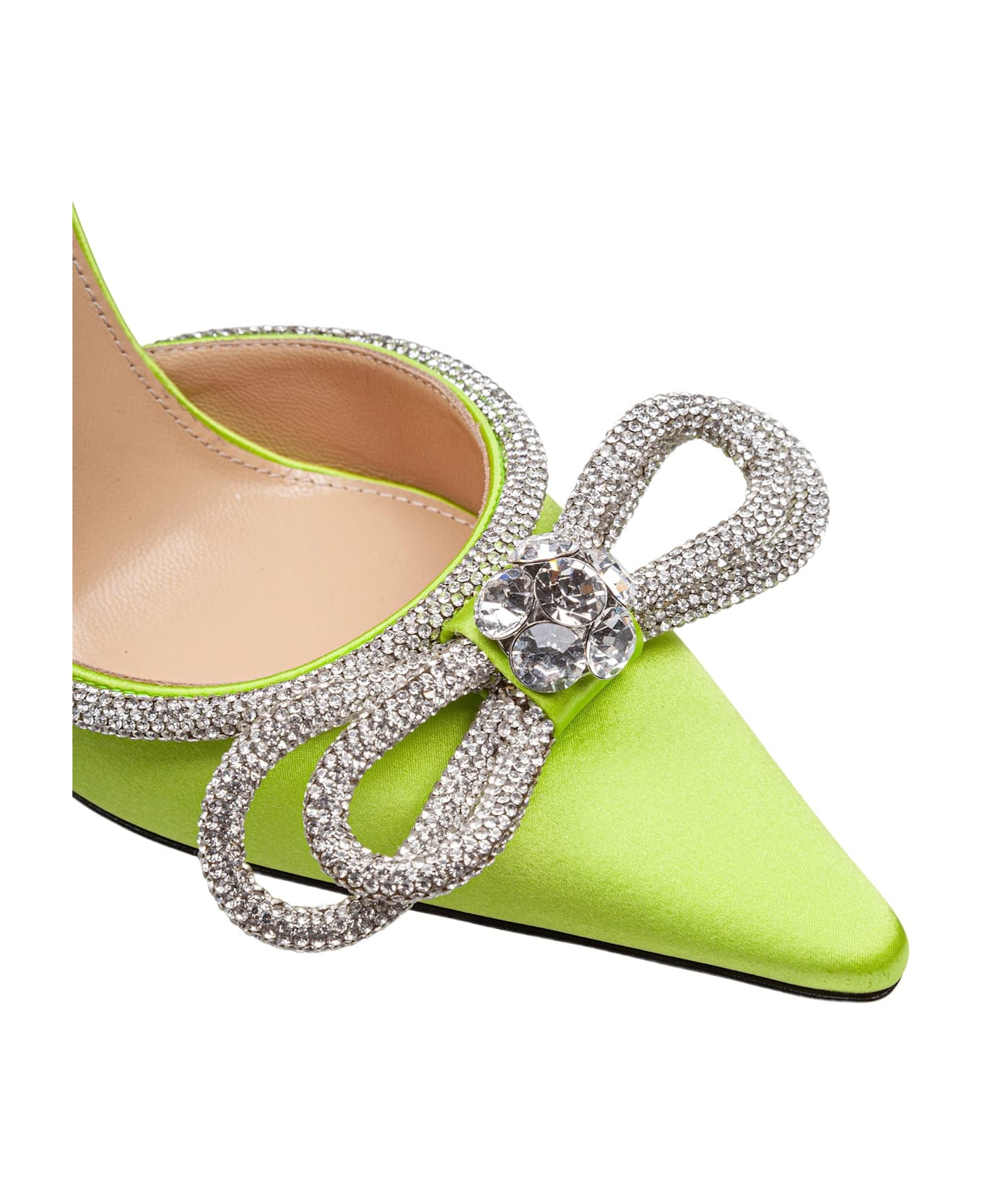 Mach 
Mach Satin Double Decollete With Rhinestone Bow - lime